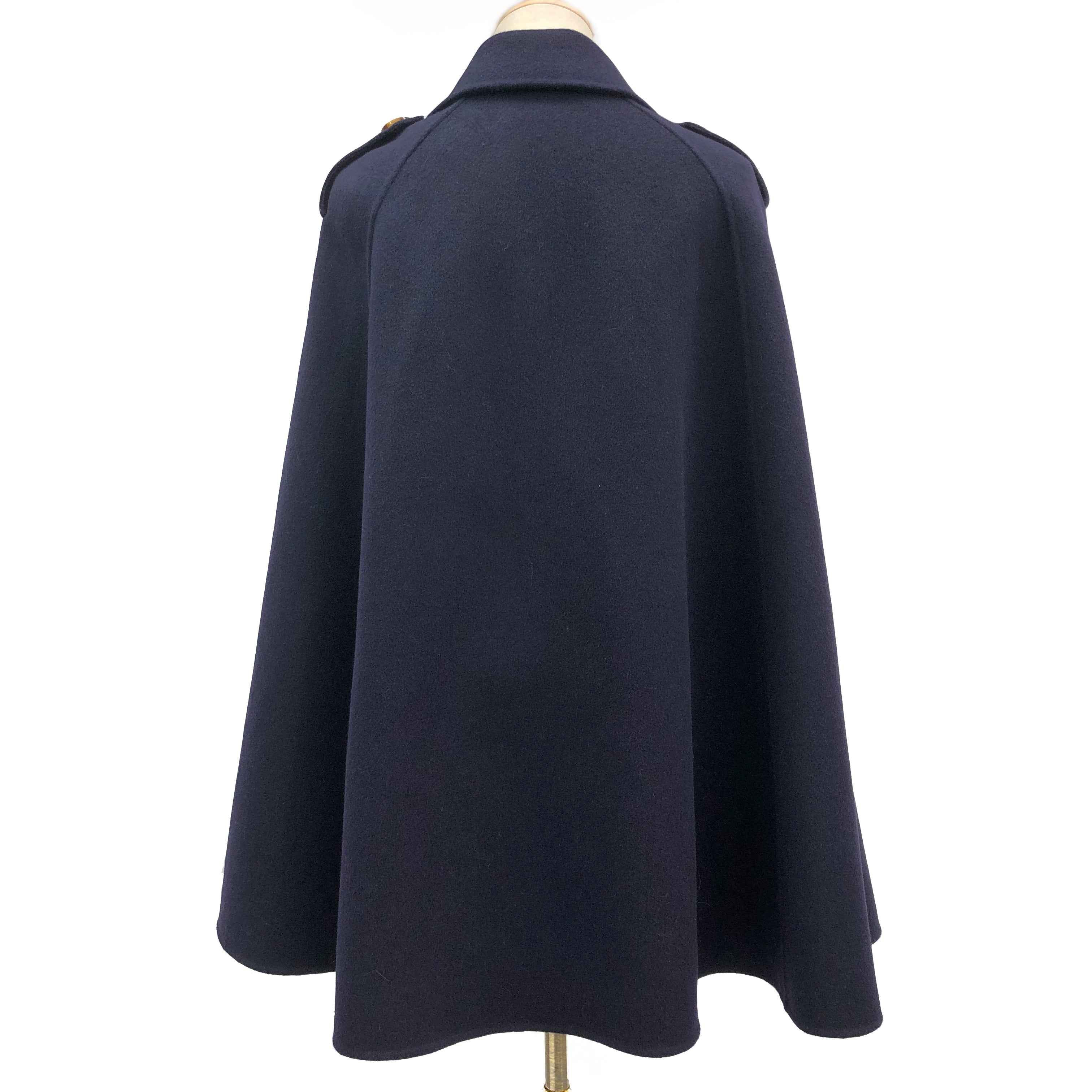 Women's Luxury Double - Faced Wool Cape with Fox Fur Pocket Trim, Elegant Winter Outerwear