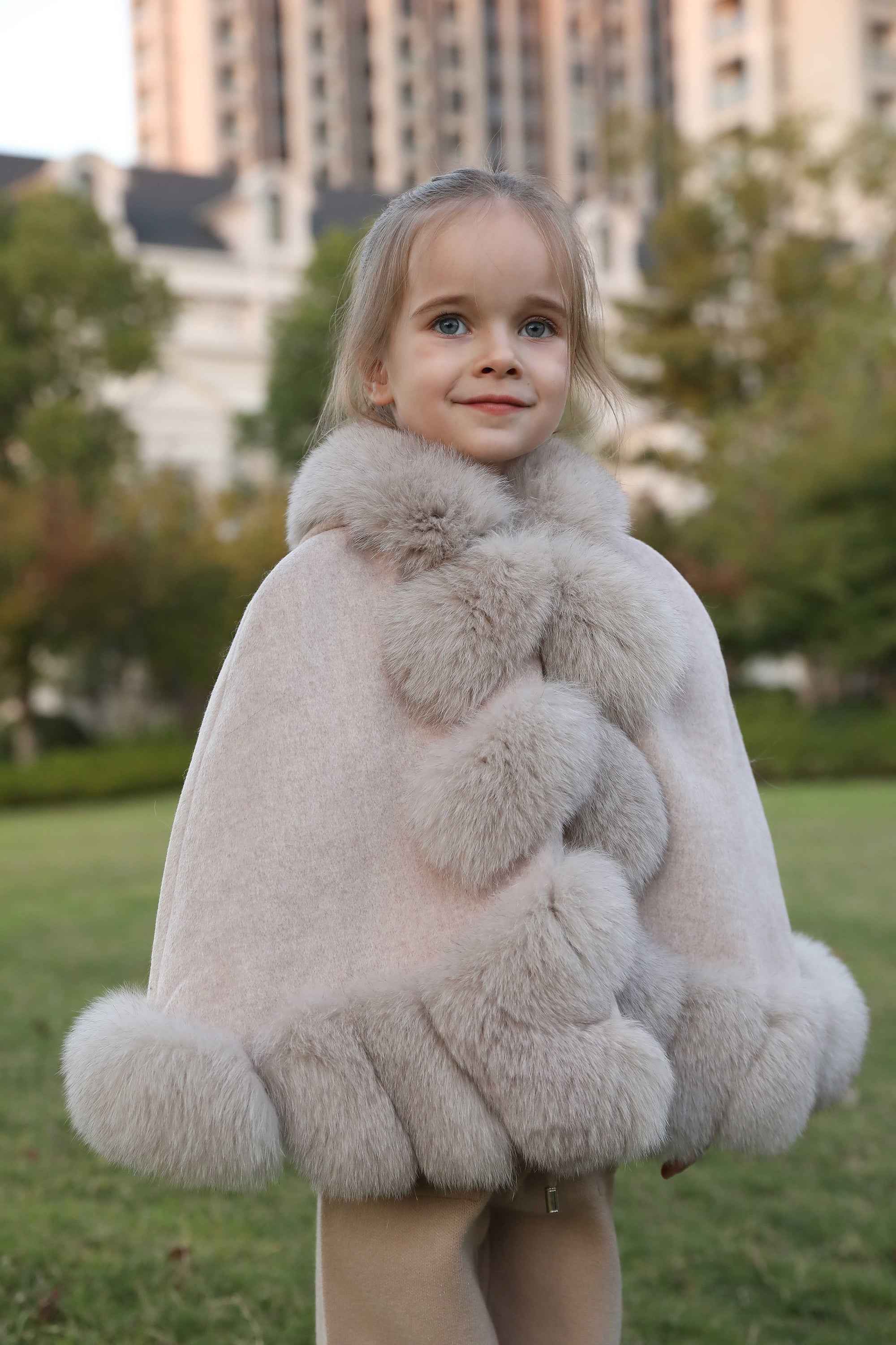 Kid's Fox fur shawl children's fox fur cape