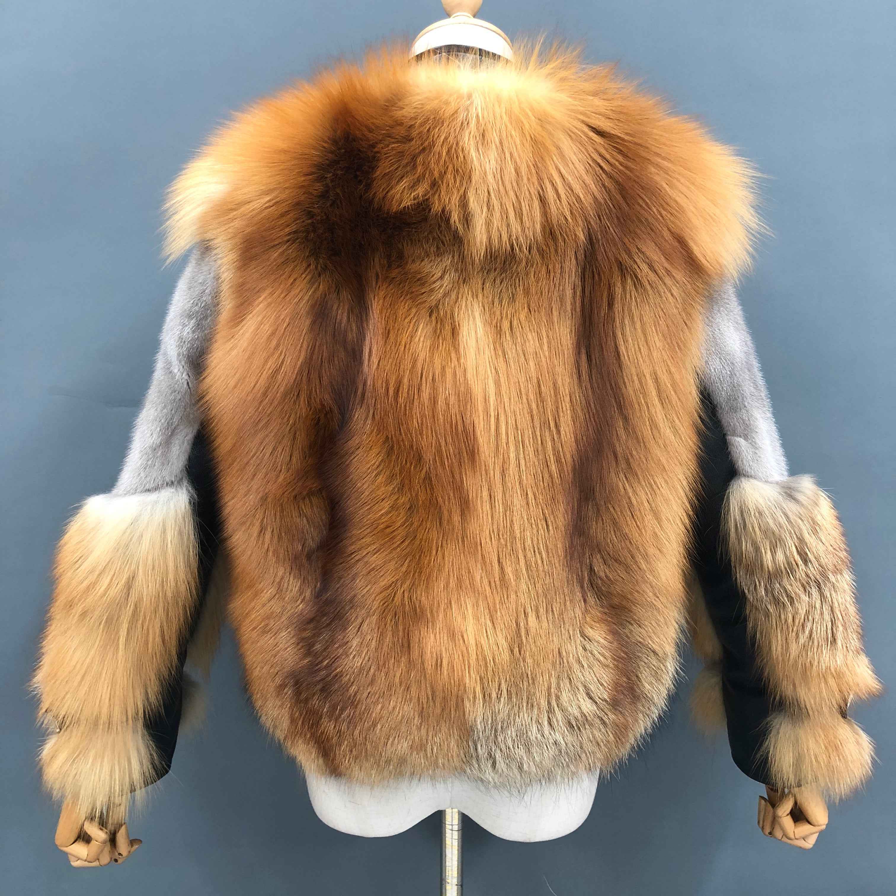 Luxury Fox Fur & Mink Fur Patchwork Winter Fashion Fur Coat