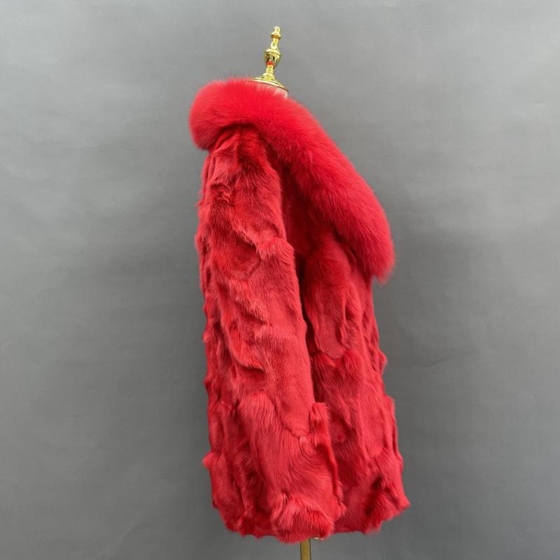 Men's Trench Coat Winter Plus Custom Size Fox Fur Jacket - Janefur