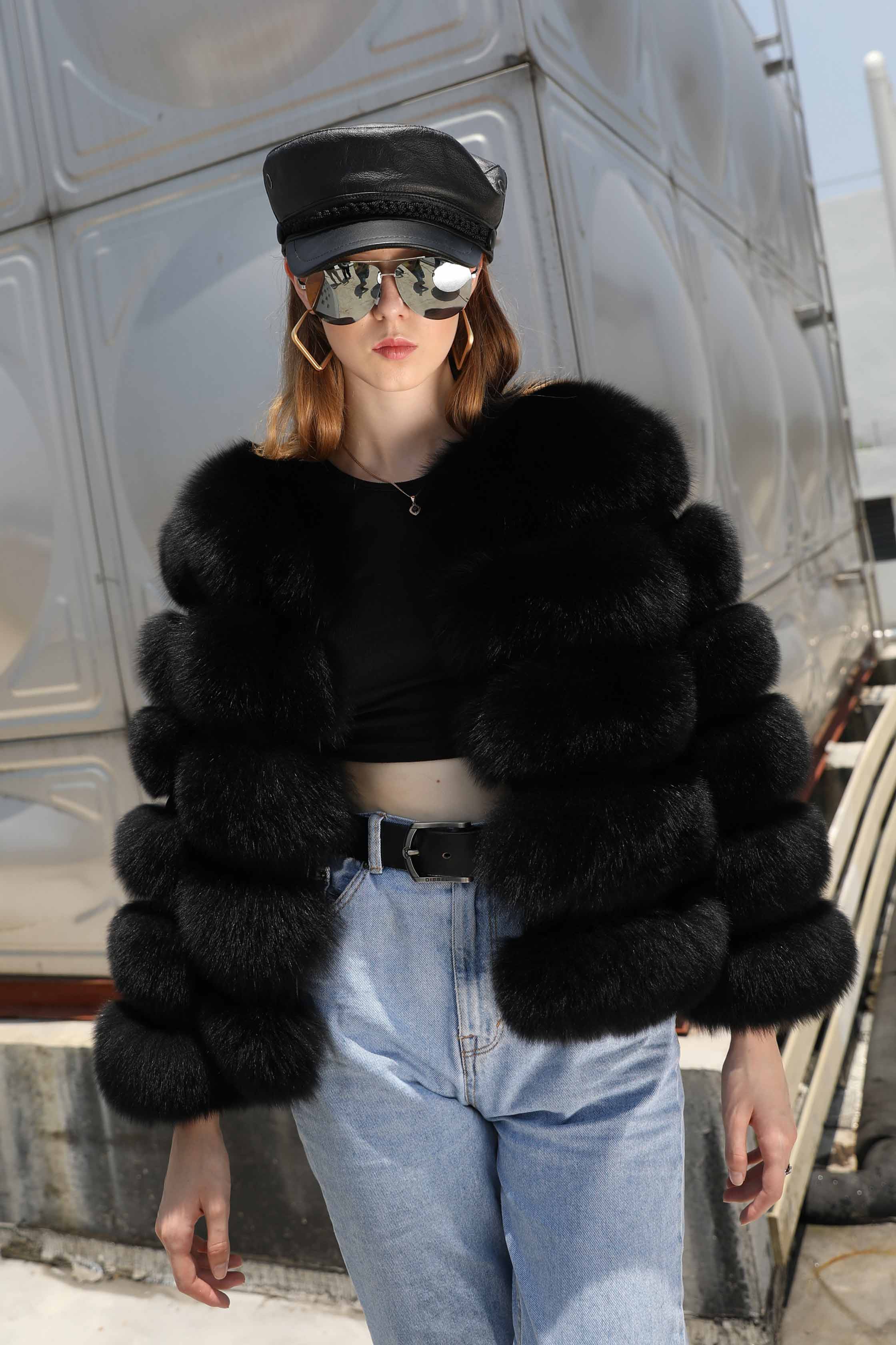 New Winter Warm Short Style Coat Real Fox Fur Women's Jacket - Janefur