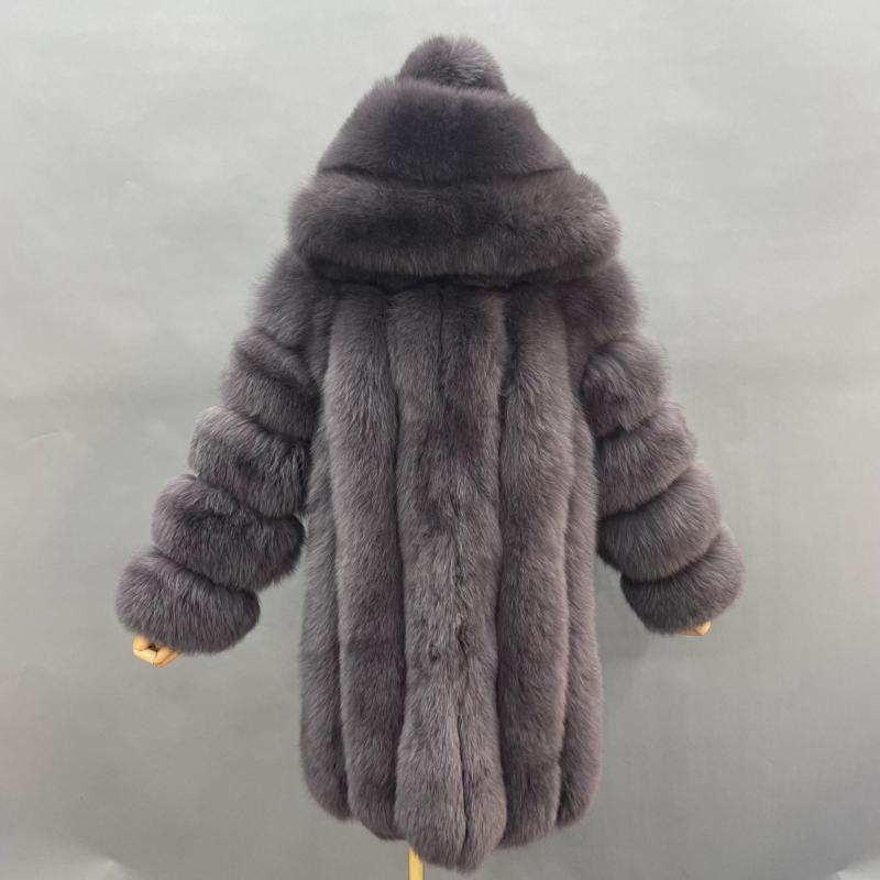 Women's Warm Real Fox Fur Hooded Coat In Winter - Janefur