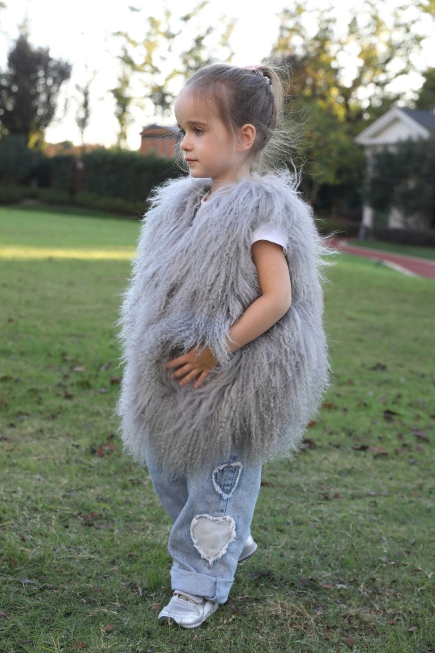 New Solid Color Children's Autumn and Winter Mongolian Lamb Fur Vest Soft and Comfortable - Janefur