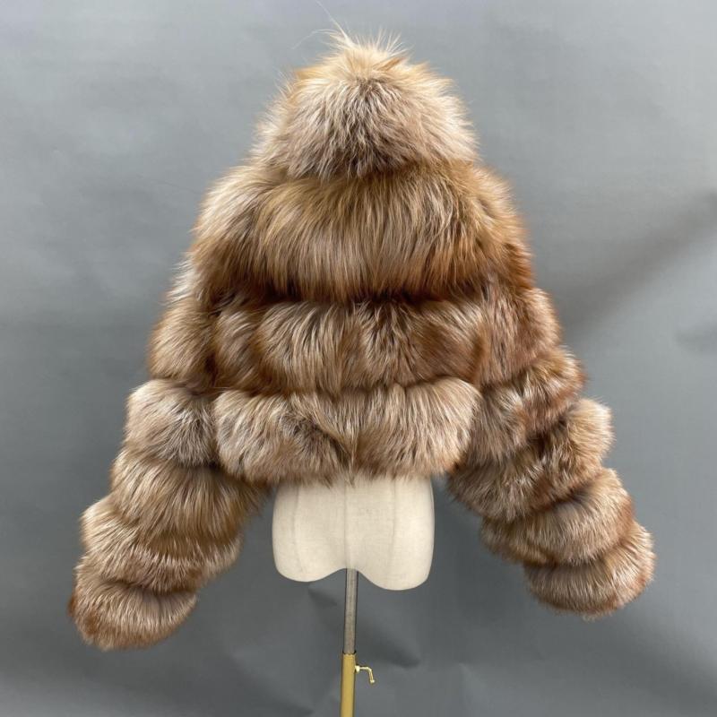 Fashion Short Genuine Fox Fur Coat Women's Winter Hooded Jacket - Janefur