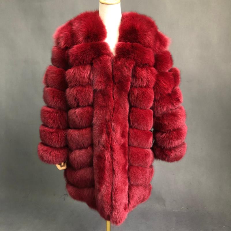 Fashion Autumn And Winter Designer Long Women's Blue Fox Fur Jacket - Janefur