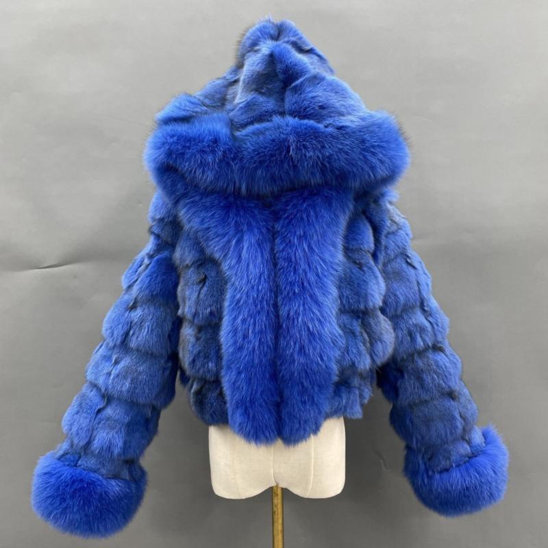 Fox Front Zipper Coat with Hood - Janefur