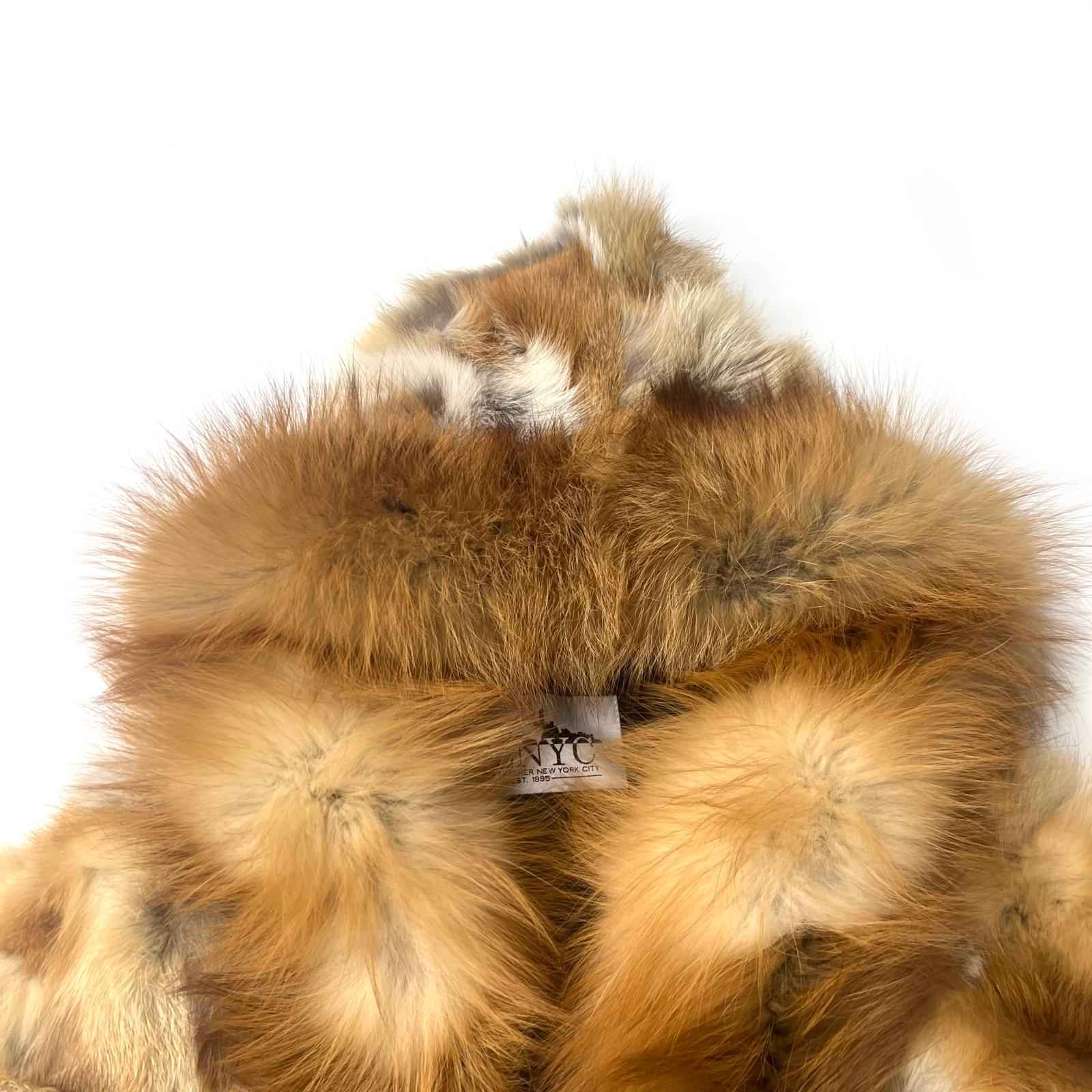 Fox Fur Coat for Women Luxurious Fox Fur Placket Hooded Zippered Jacket - Janefur