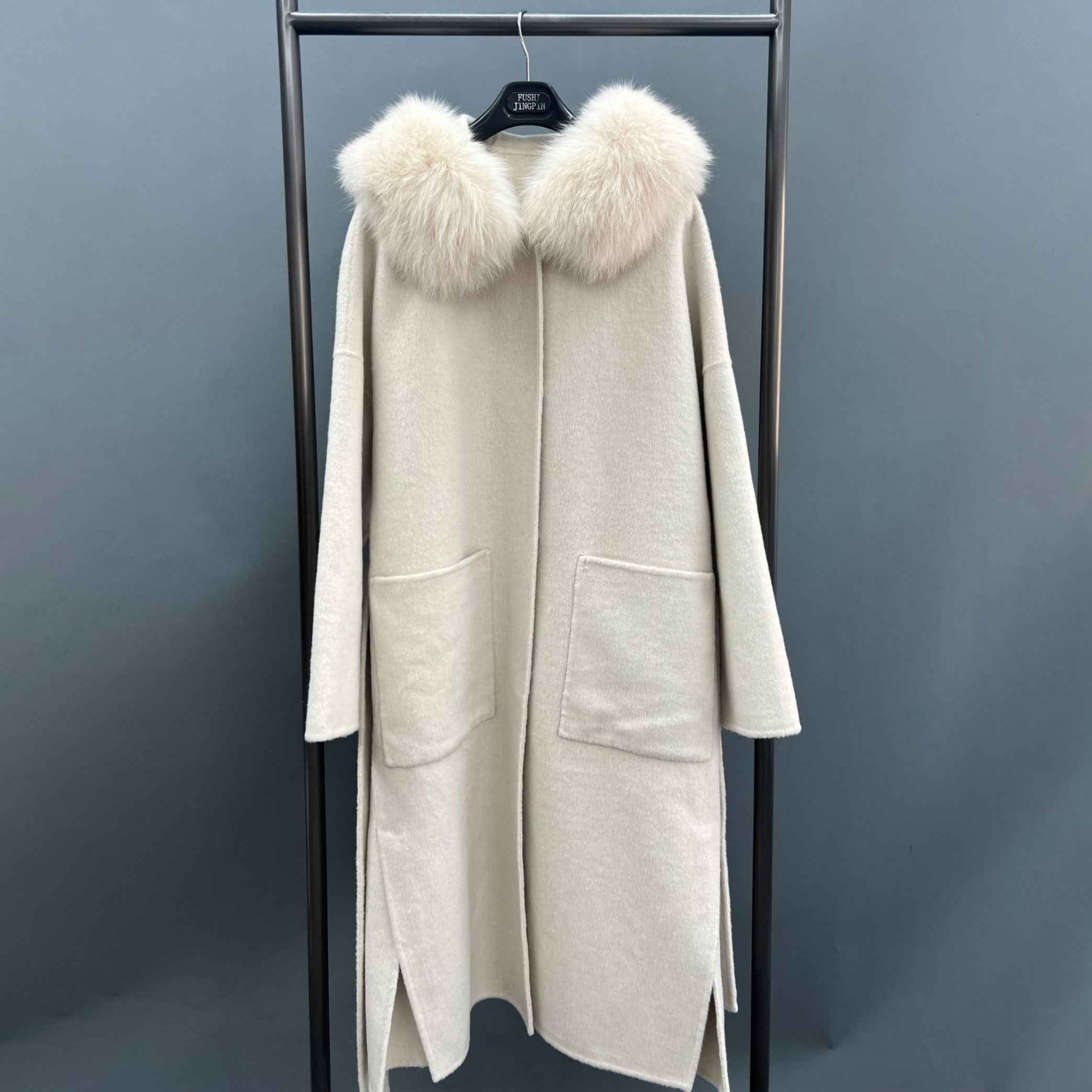 Women's Winter Fashion Hooded Double Sided Cashmere Long Coat - Janefur
