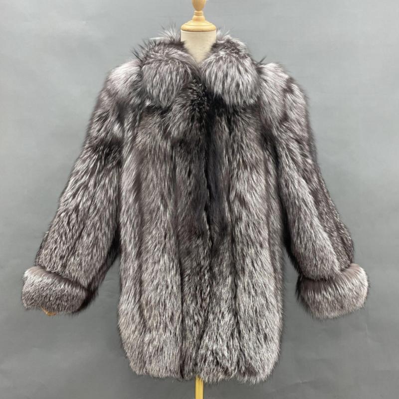 Fashion Solid Color Real Fox Fur Winter Women's Coat - Janefur