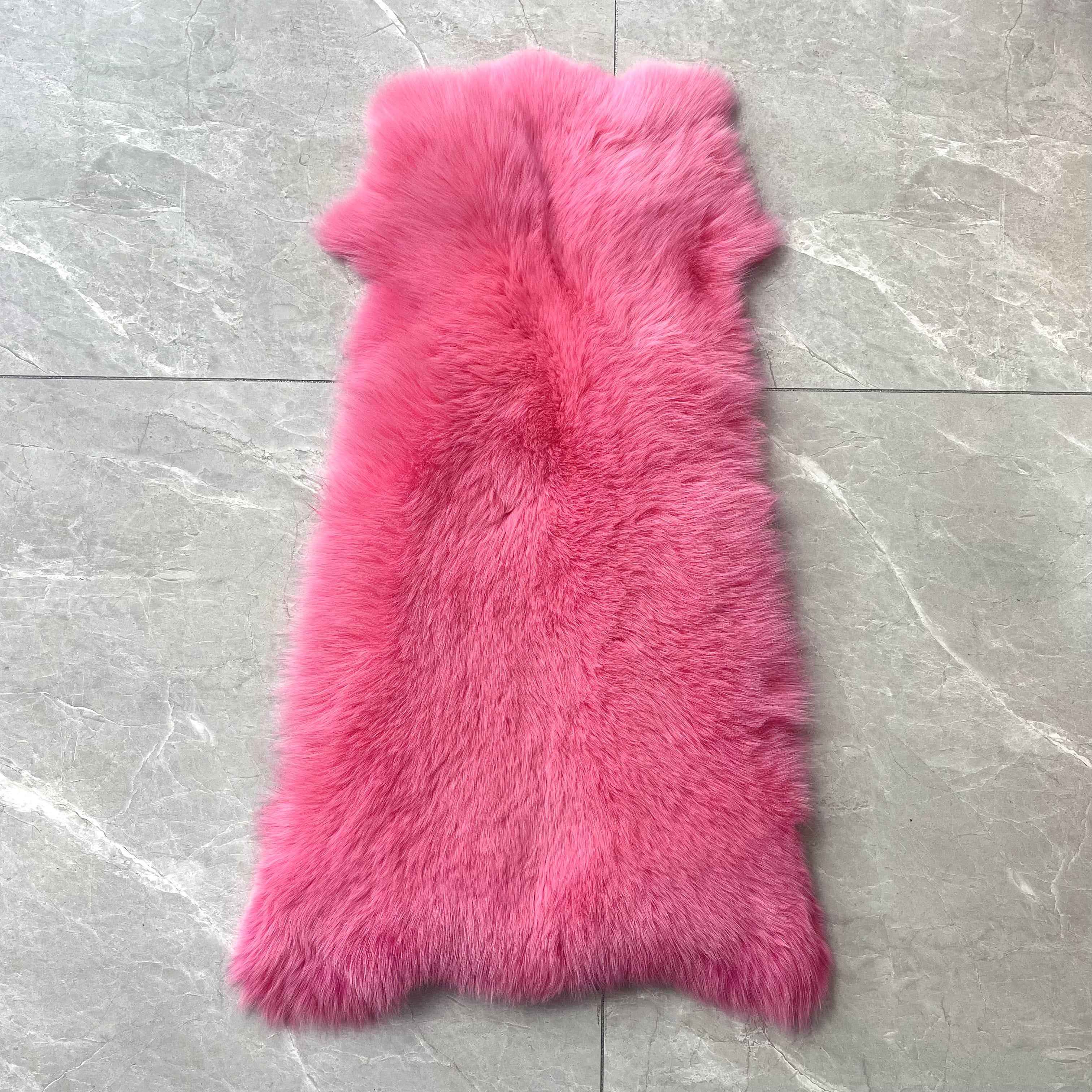 Women's Short Winter Trend Real Fox Fur Coat Solid Color Hooded 32#Carmine Rose
