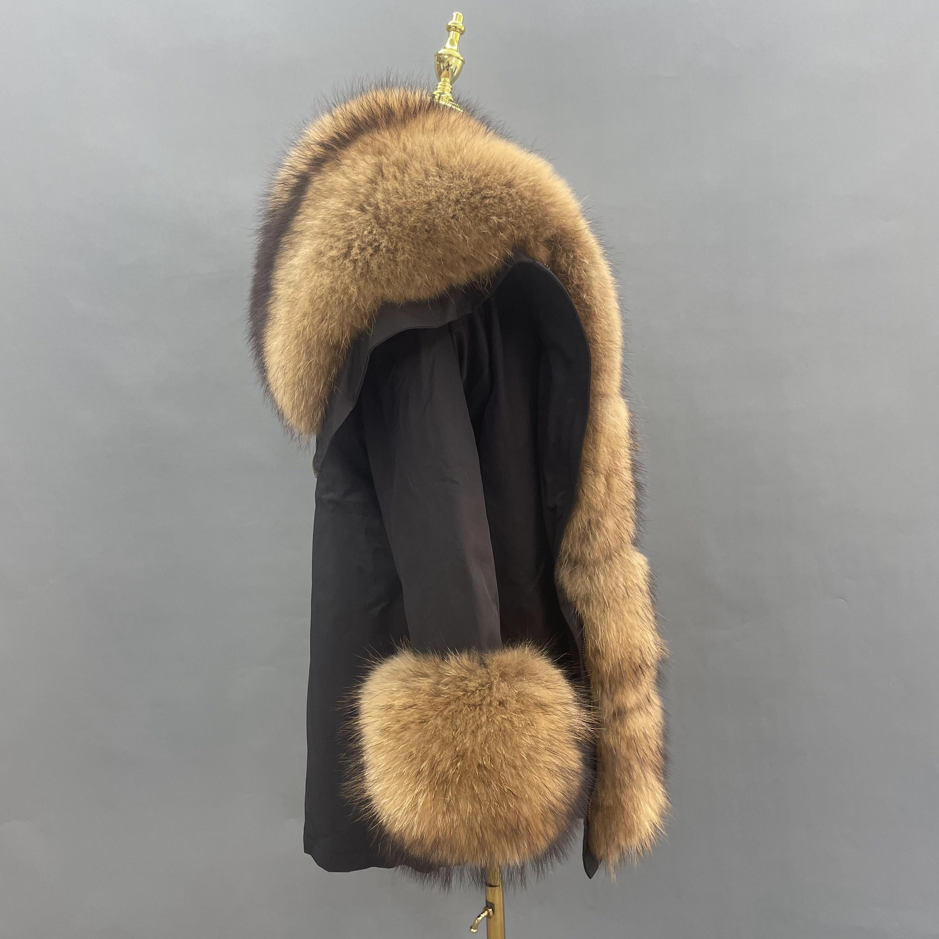 Luxurious Natural Raccoon Fur - Trimmed Parka Coat: Ultimate Winter Warmth and Style - Janefur