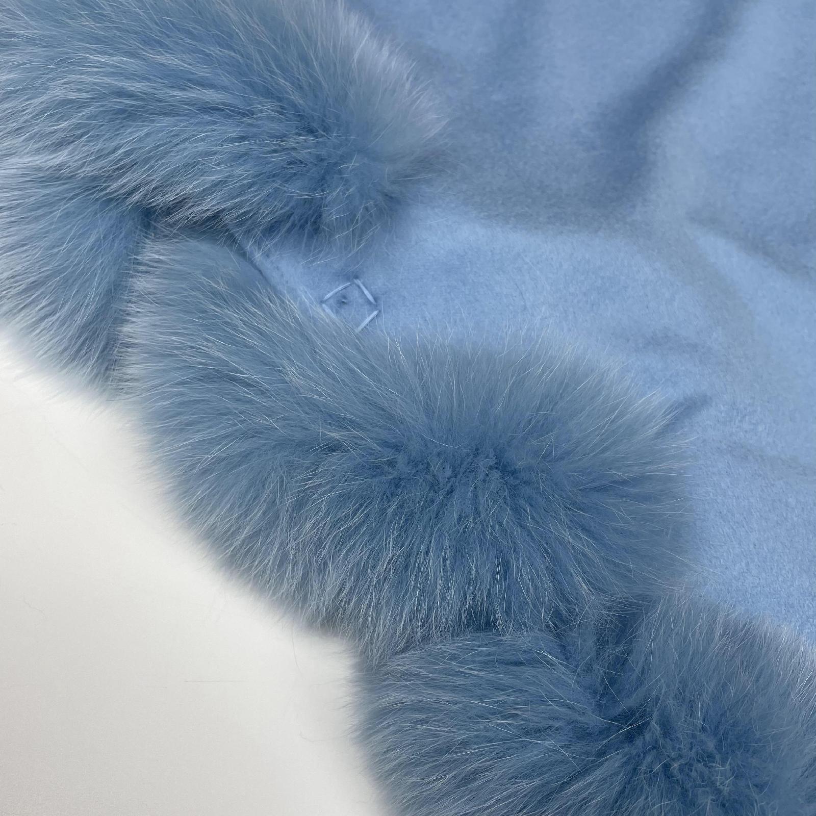 Full Wool Cashmere Cape with Real Fox Fur Fashionable Luxurious Soft Shawl for Women's Coat - Janefur