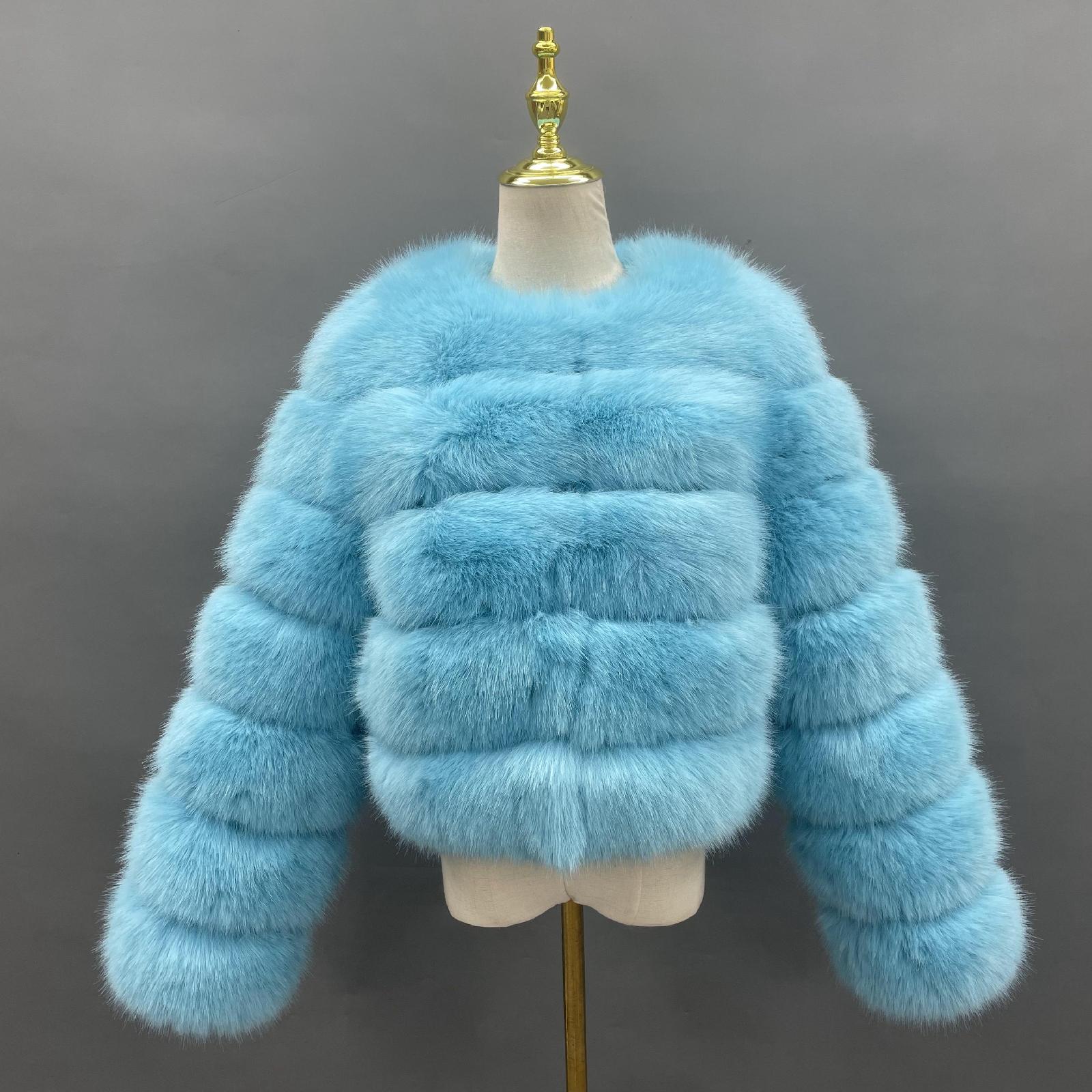 Women's Short Striped Faux Fur Coat Eco Fur Jacket - Janefur