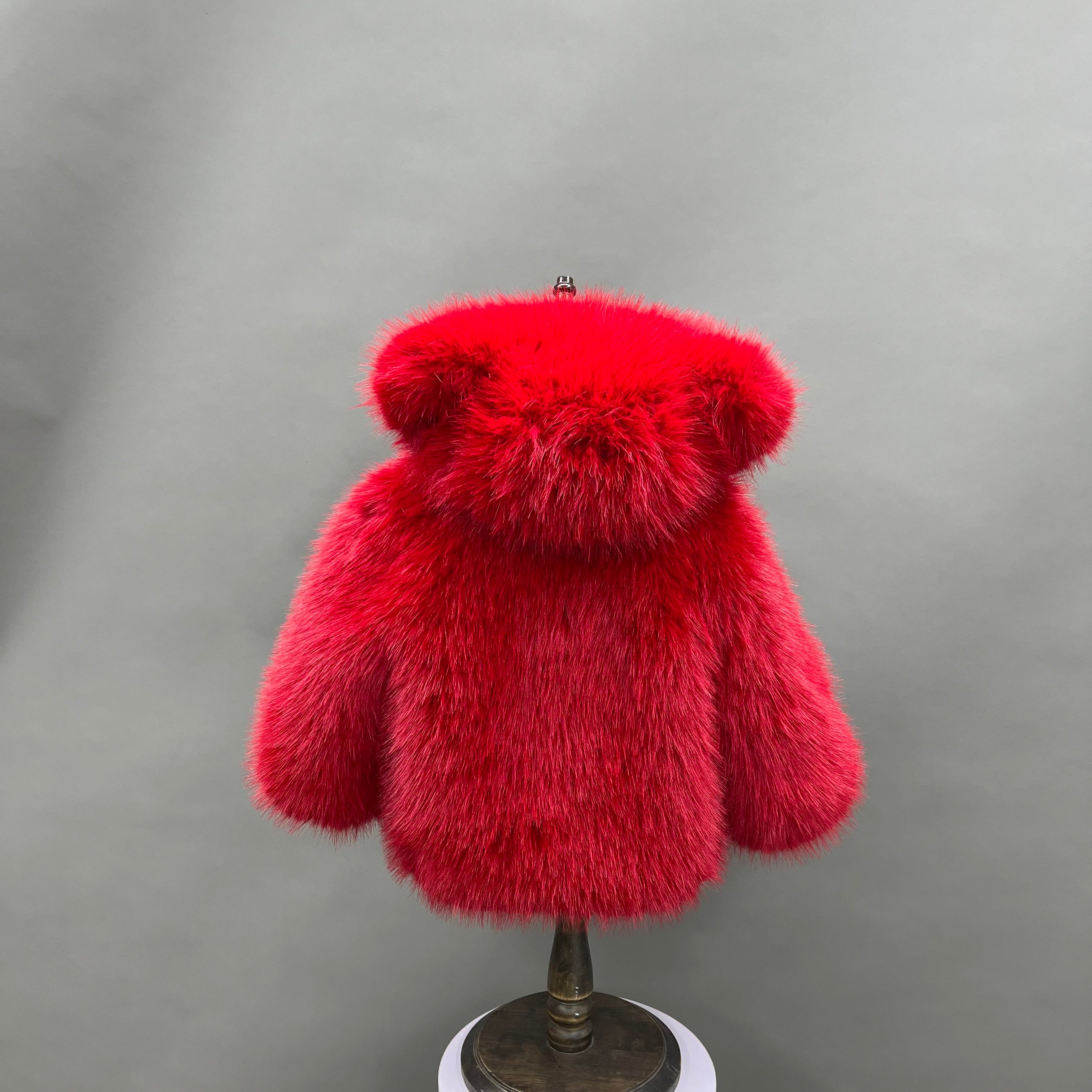 Children's Cute Bear Ears Children's Eco Fur Sweatshirt Jacket - Janefur