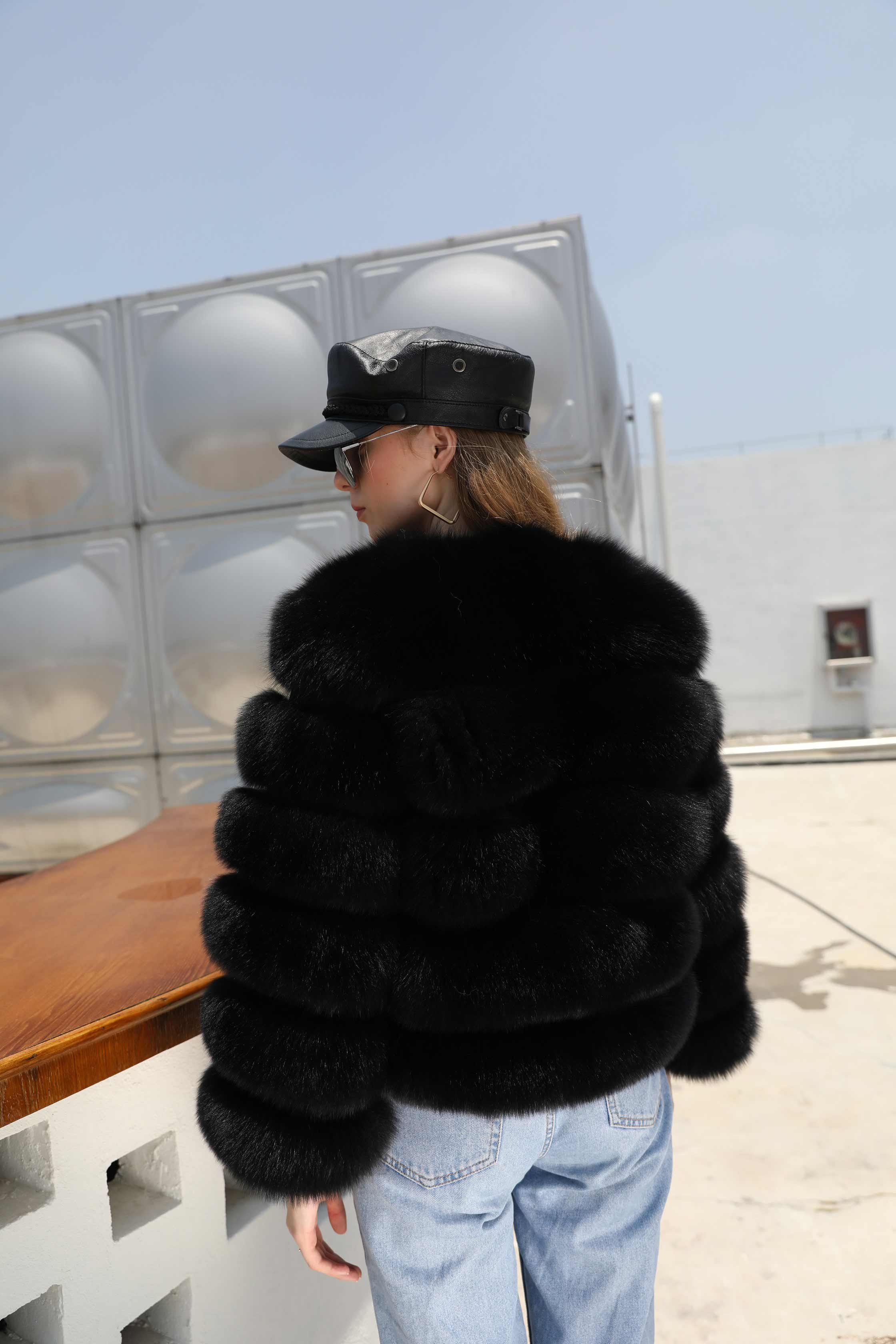 New Winter Warm Short Style Coat Real Fox Fur Women's Jacket - Janefur