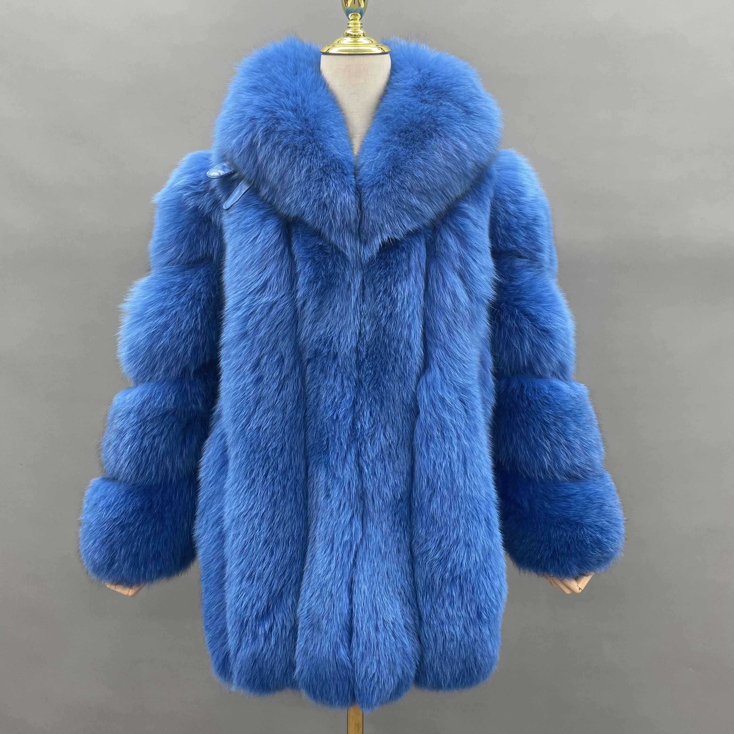 Luxury Natural Fox Fur Coat with Shawl Collar – Short Panelled Women’s Winter Fur Jacket