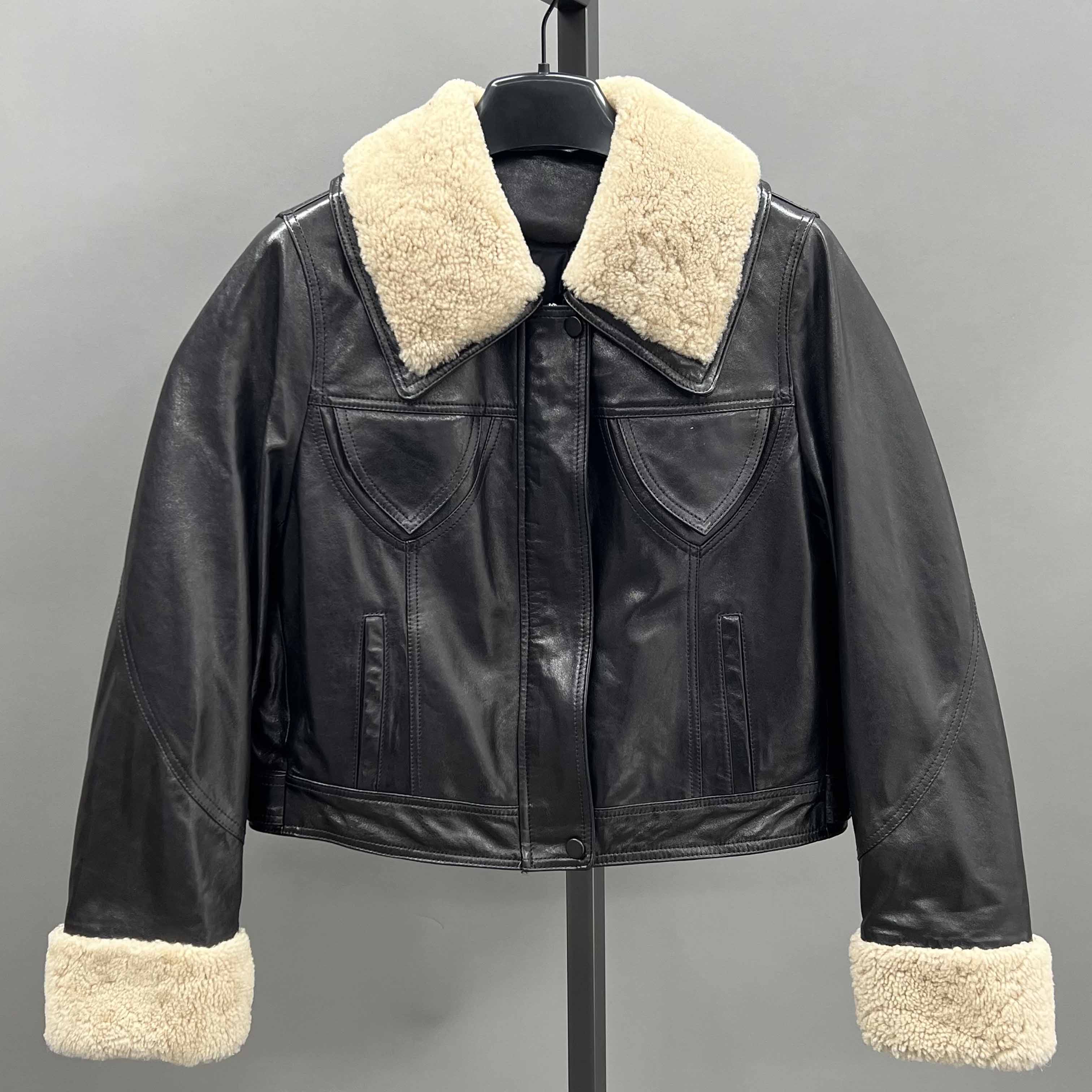 Women's Lambswool-Trimmed Short Puffer Jacket | Winter Down Coat - Janefur
