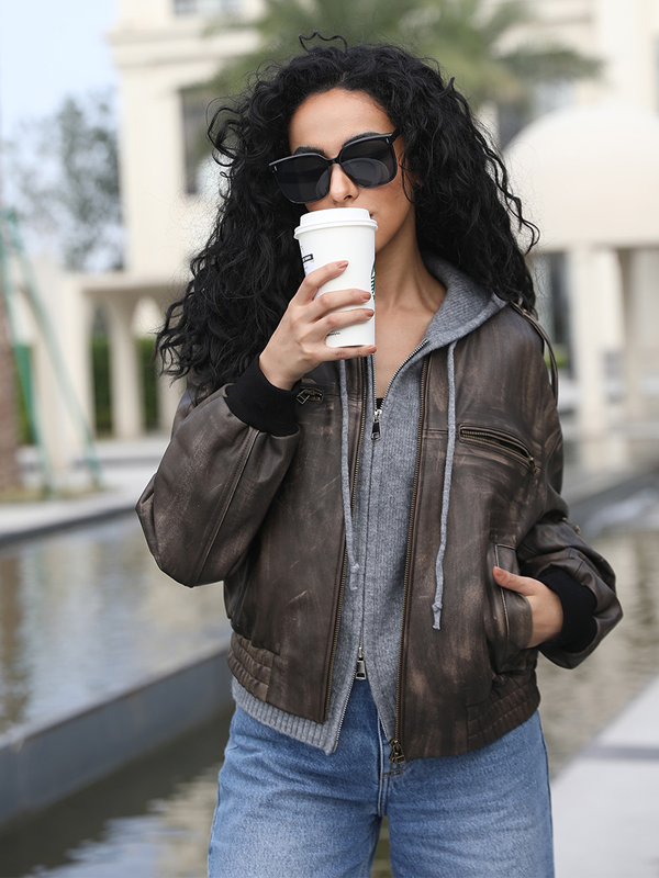 Janefur Wholesale New Arrival Motorcycle Style Short Coat Fashion Trend Leather Jacket - Janefur