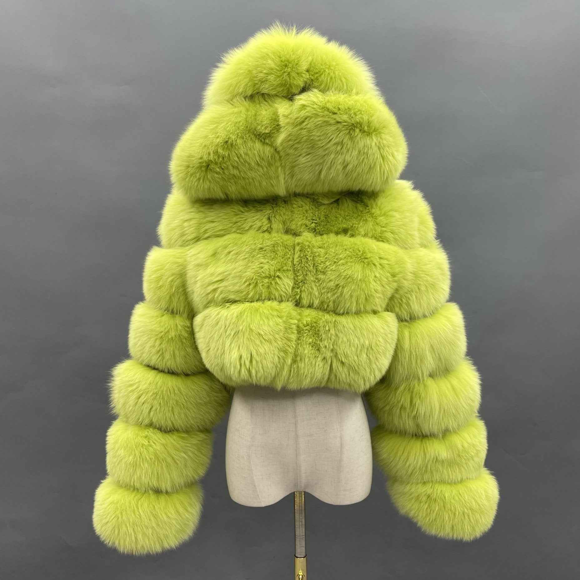 New Women's Winter Rainbow Fox Fur Hooded Coat - Janefur
