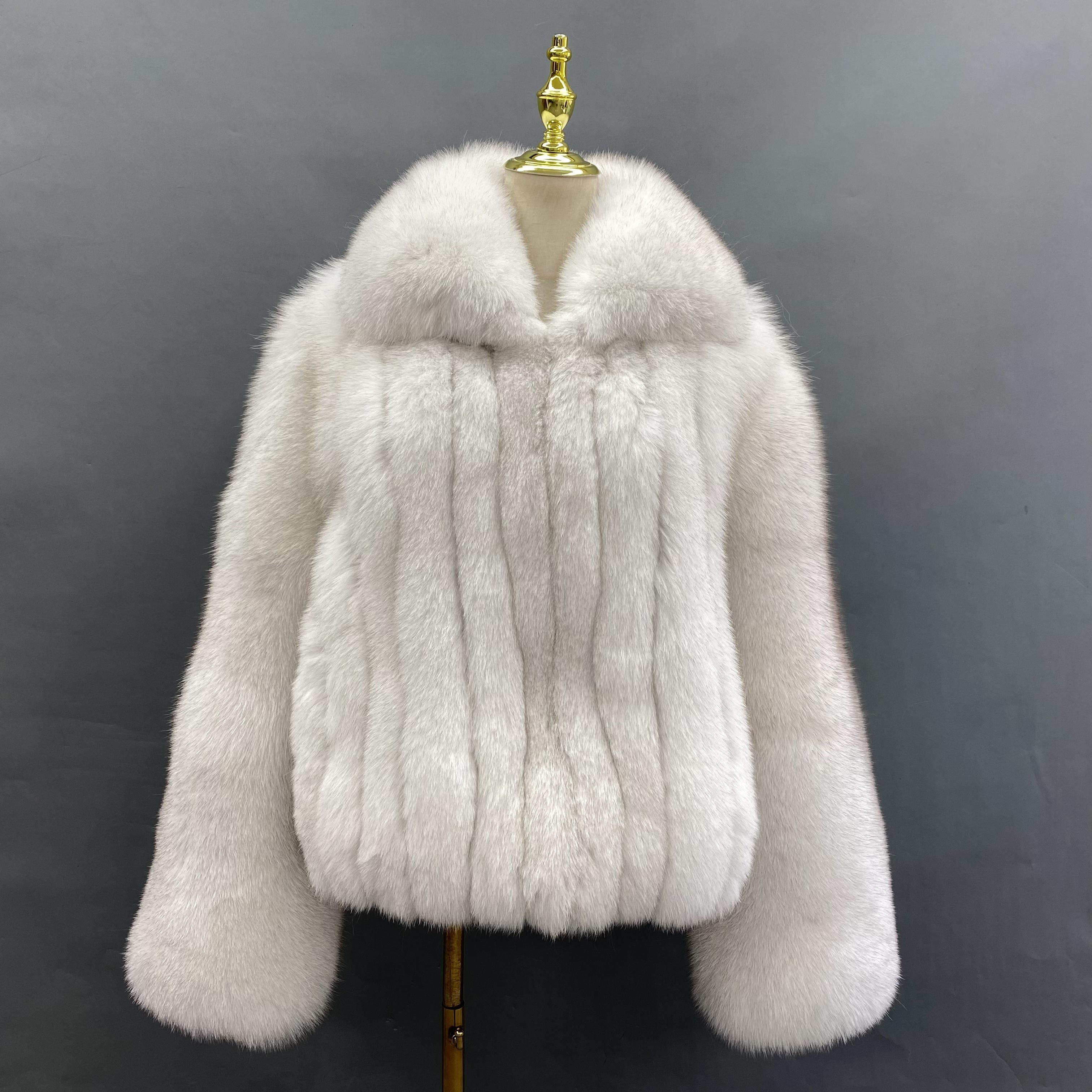 Men's Lapel With Vertical Stripes Special Fox Fur Coat 5#Nature