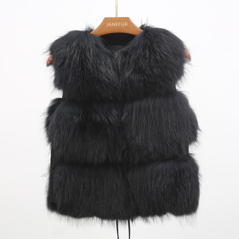 Women's Spring And Fall Clothing Luxury Real Raccoon Fur Vest - Janefur