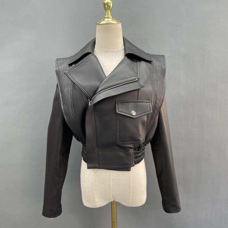 Fashion Motorcycle Short Leather Jacket - Janefur