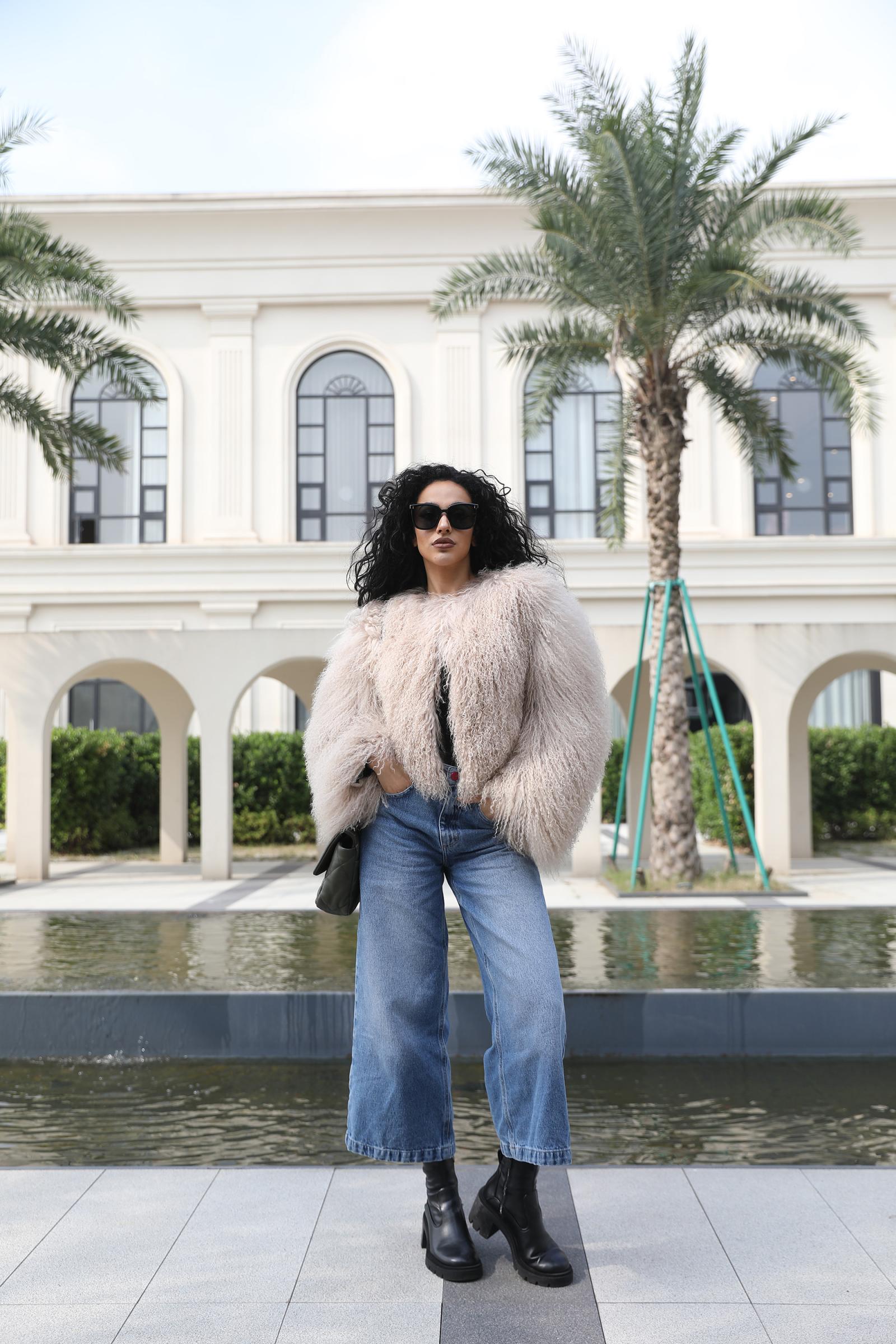 Women's New Mongolian Lamb Fur Round Collar Short Jacket Fur Coat - Janefur