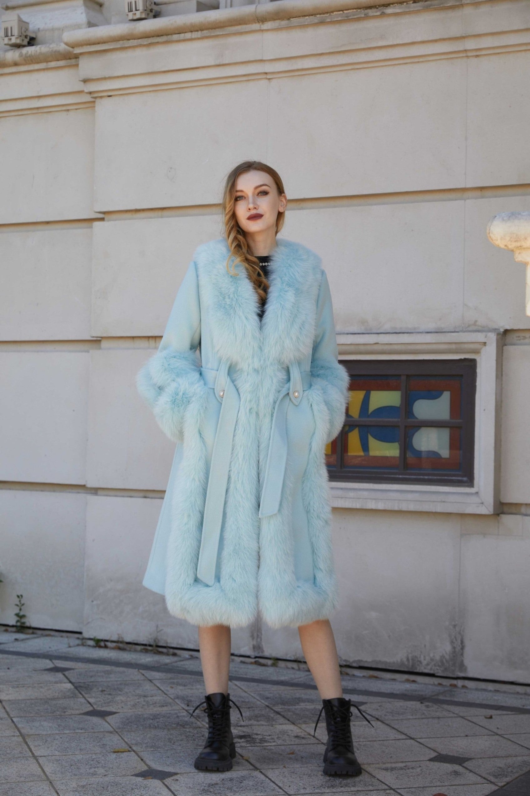Trendy New Cashmere Spliced Fox Fur Long Down Jacket - Janefur