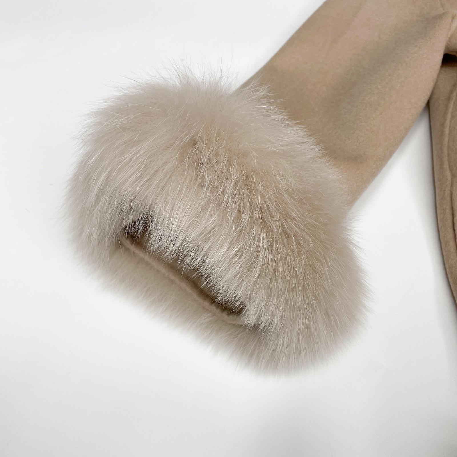 Women Elegant Style Cashmere Coat with Fox Fur Trim Shawl - Janefur