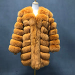 Fashion Autumn And Winter Designer Long Women's Blue Fox Fur Jacket - Janefur
