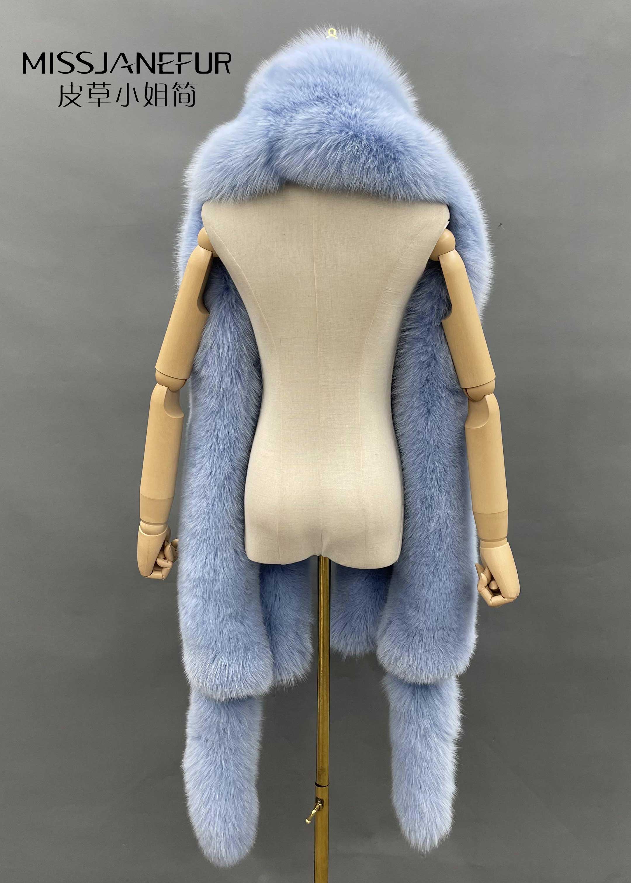 Missjanefur Fashion Symmetrical Fox Tail Fur Scarf - Janefur
