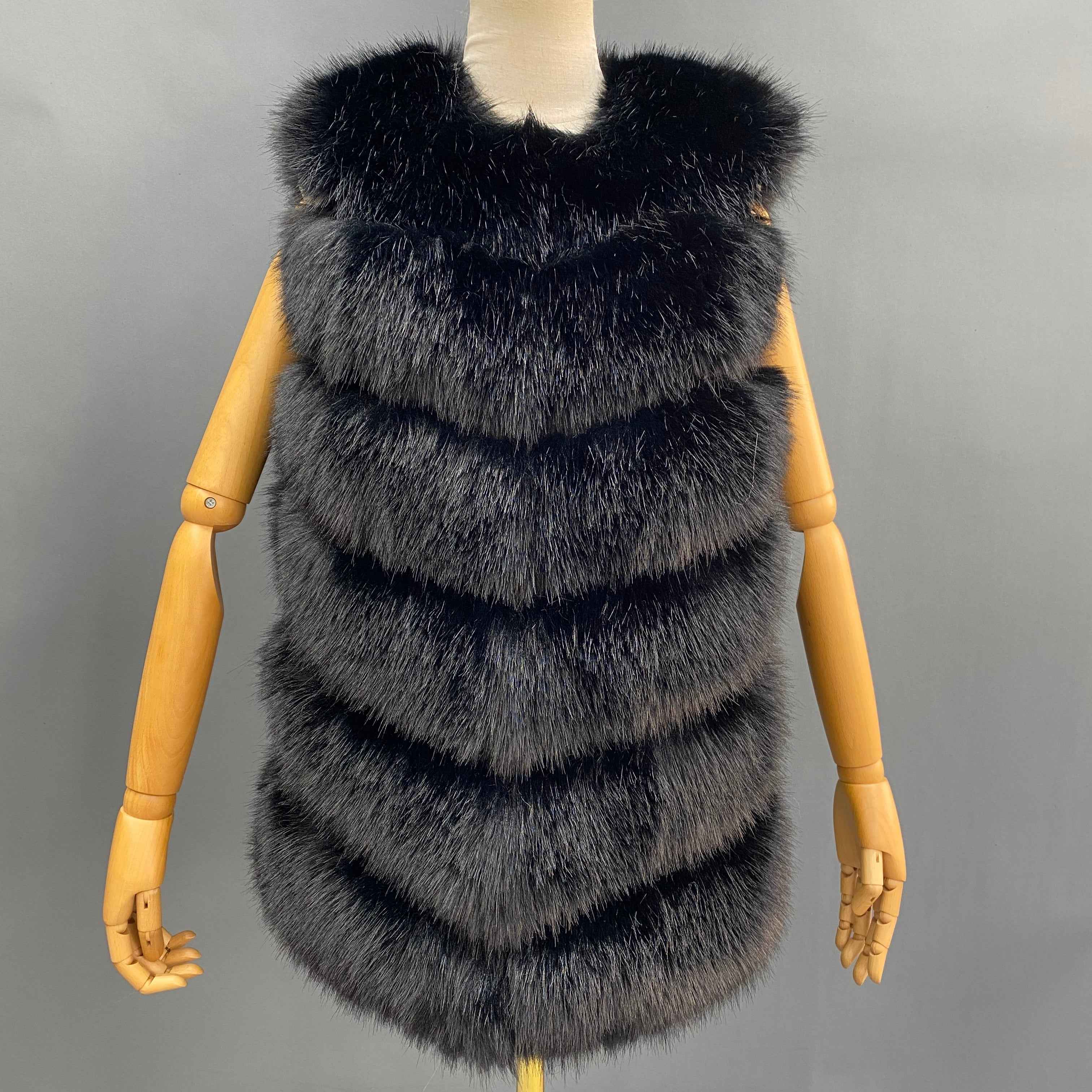 Women's New Arrival 6-Panel Faux Fur Vest - Trendy Luxury Winter Outerwear Black