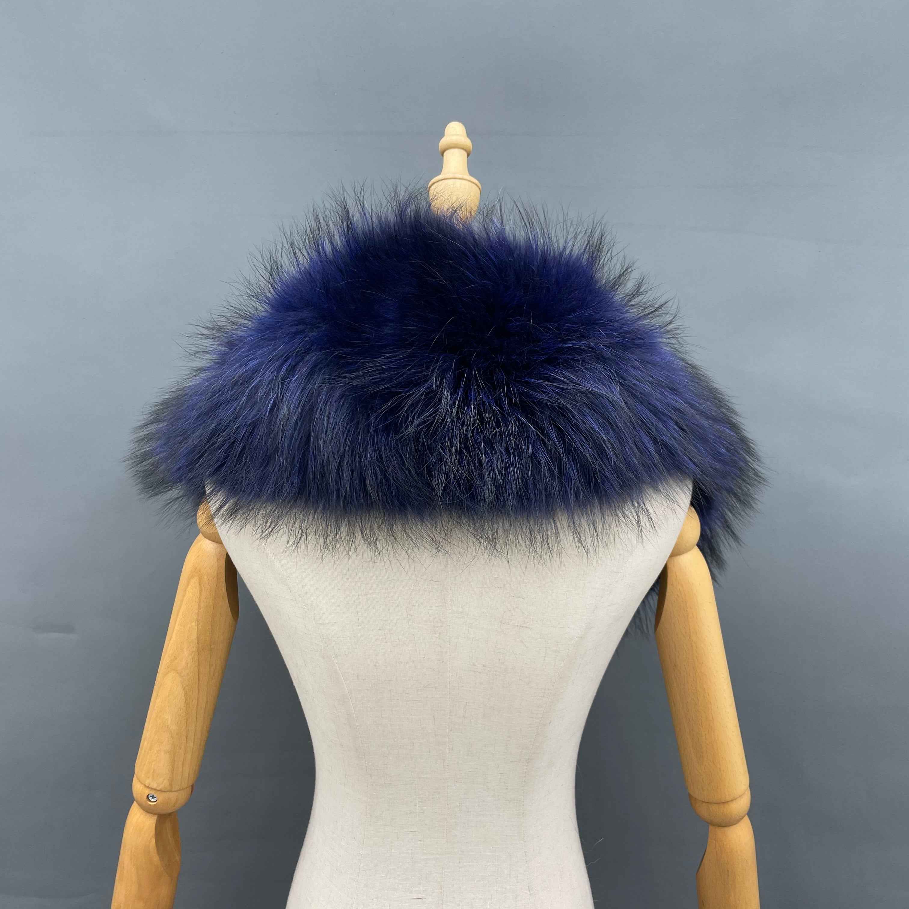 Women's Luxurious Raccoon Dog/Fox Fur Shawl Collar - Winter Fashion Accessory