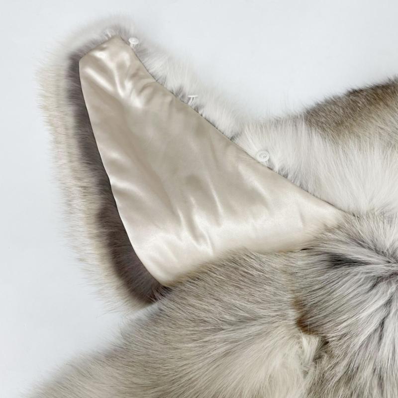 Coat With A Shawl Collar Made Of Whole Golden Island Fox Fur - Janefur