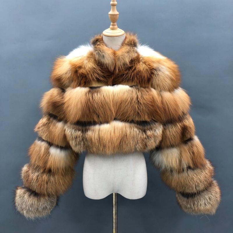 Winter Thick Warm Real Fox Fur Jacket Fashion Short Blue Fur Coat Women - Janefur