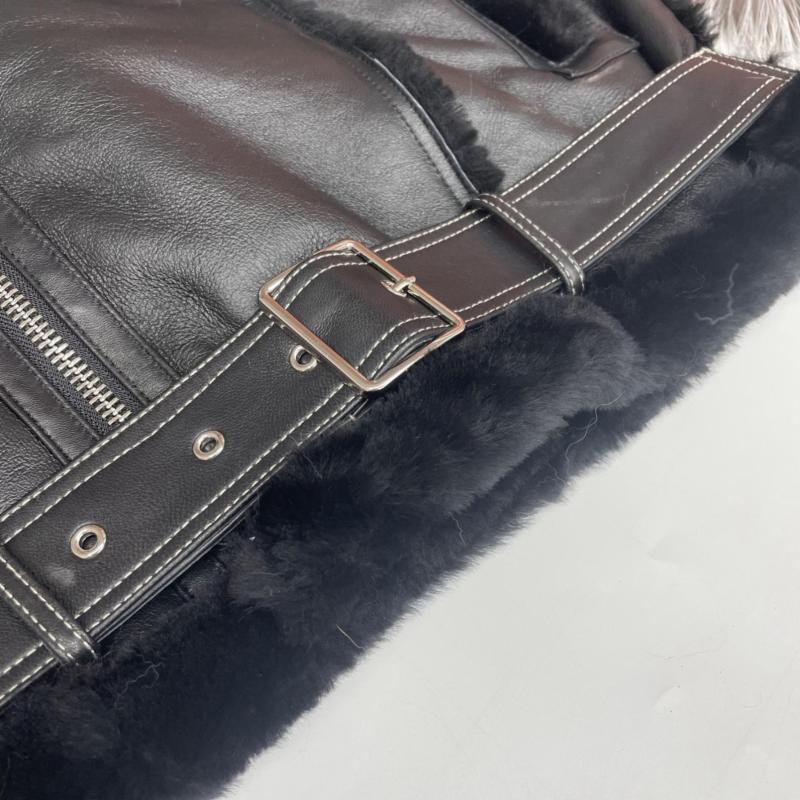 Men's Popular Motorcycle Style Fur Coat With Detachable Collar - Janefur