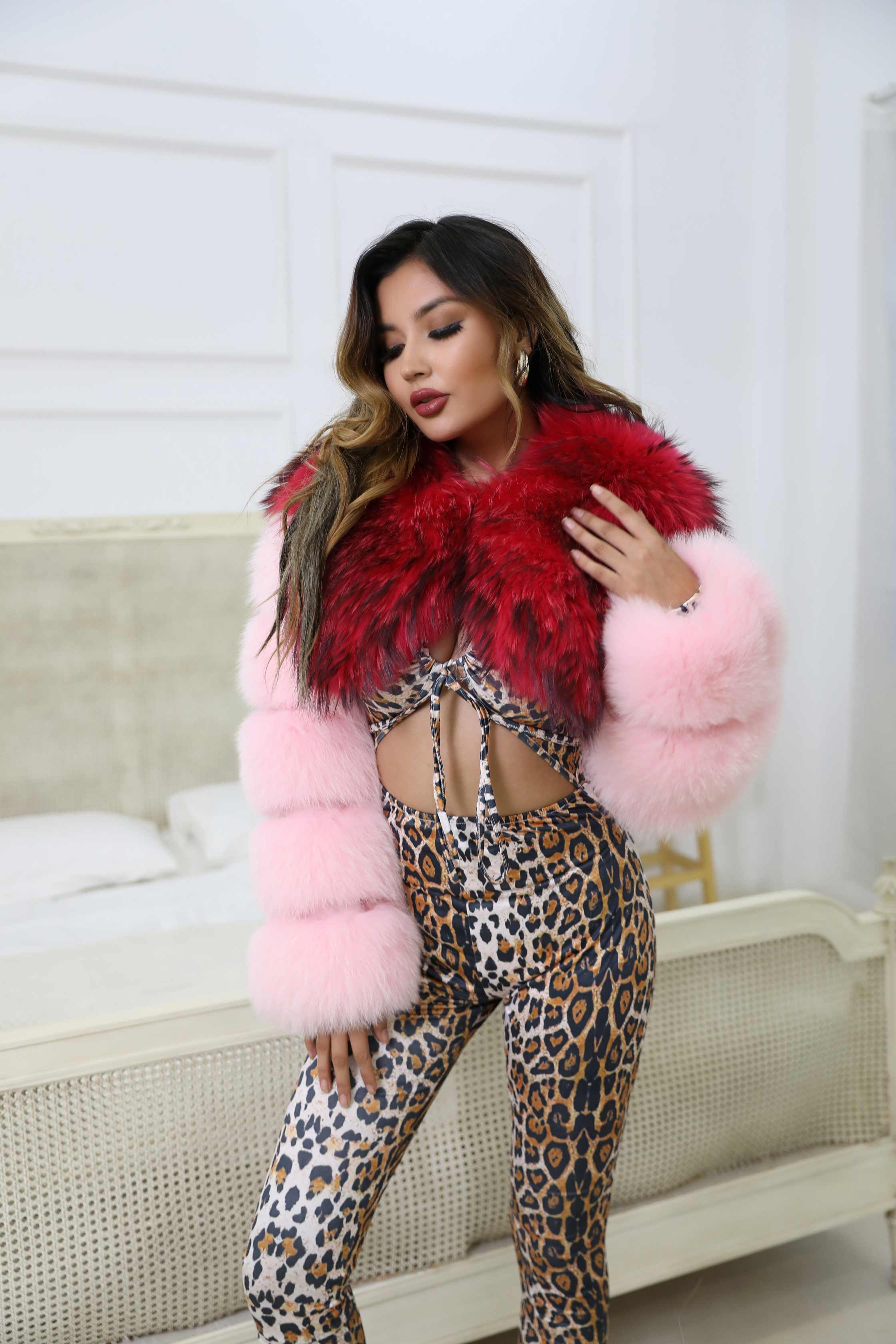 New Design Short Women's Real Fur Vest With Long Sleeves - Janefur