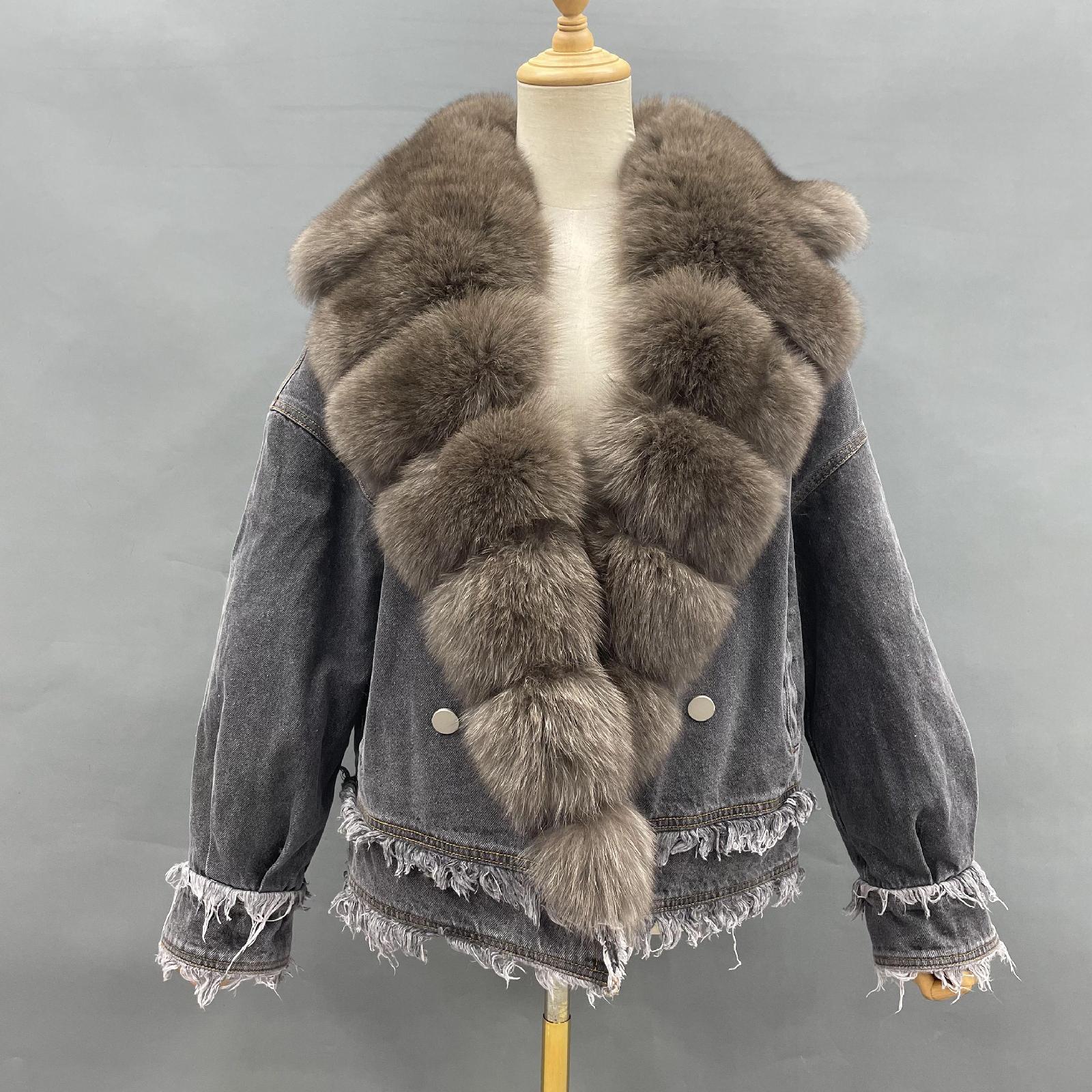 Women's Down Jacket With Real Large Fox Fur Collar Luxurious Coat For Winter Fluffy Jacket - Janefur