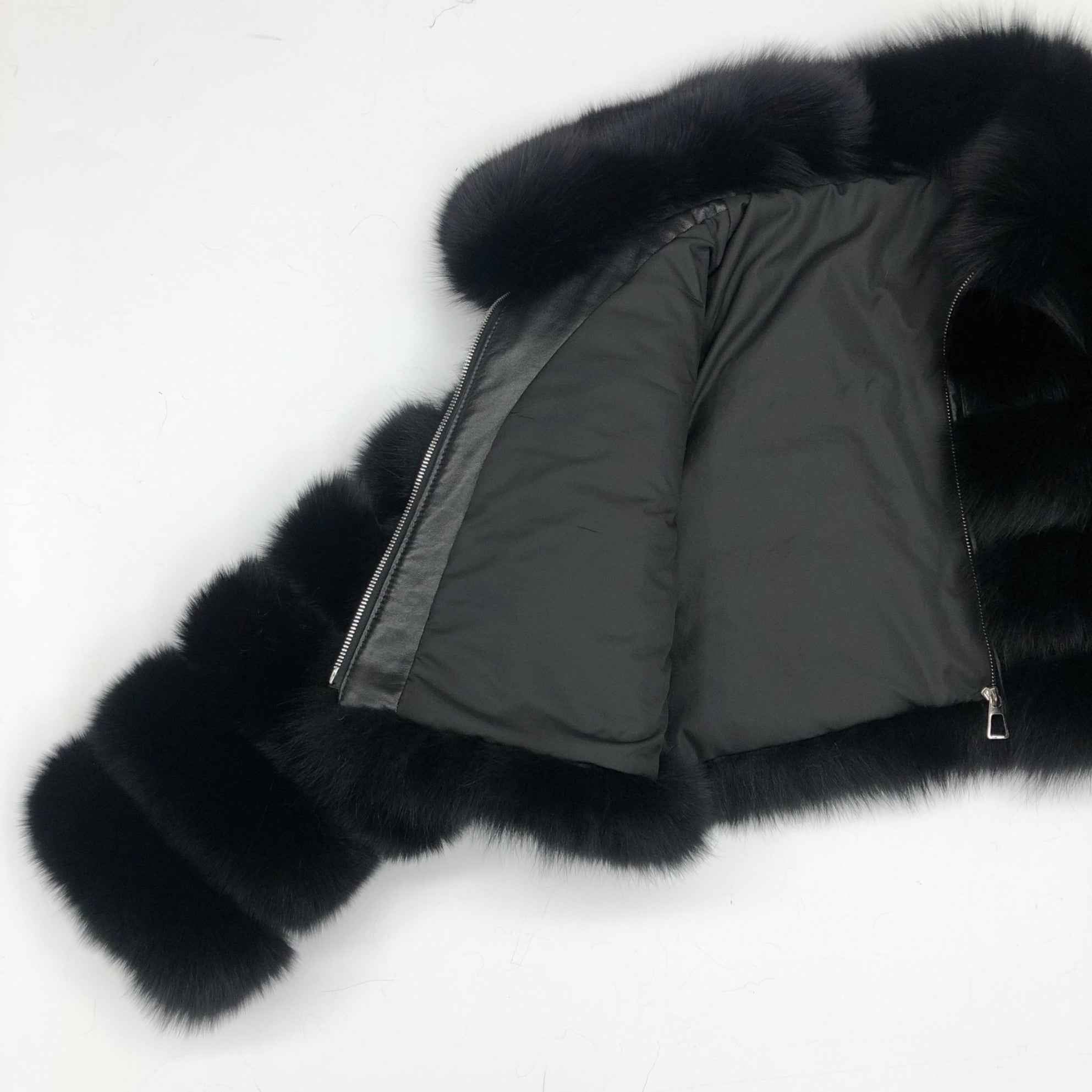Women's Five Sections Zipper Fox Fur Coat Winter Coat - Janefur
