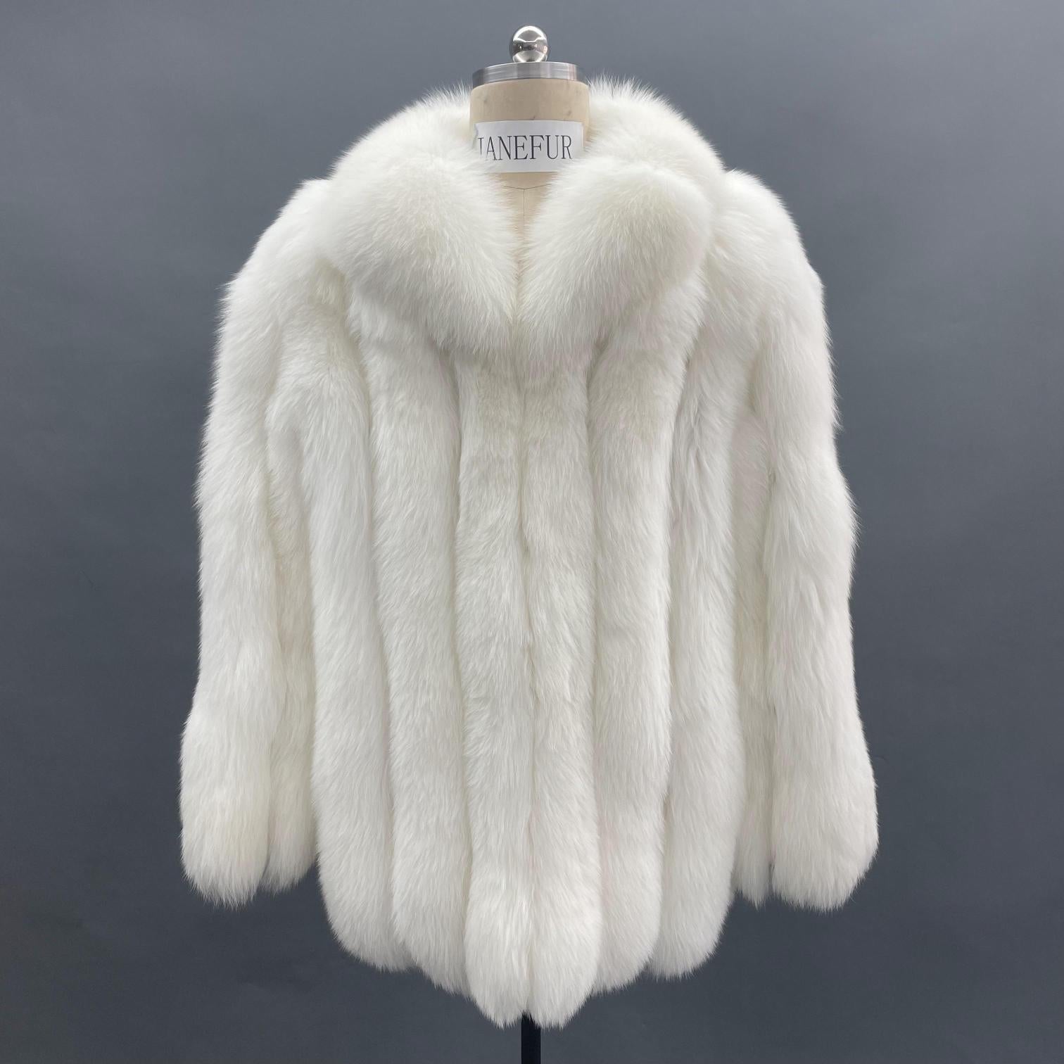 Men's Vertical Stripe Blue Fox Fur Jacket - Janefur