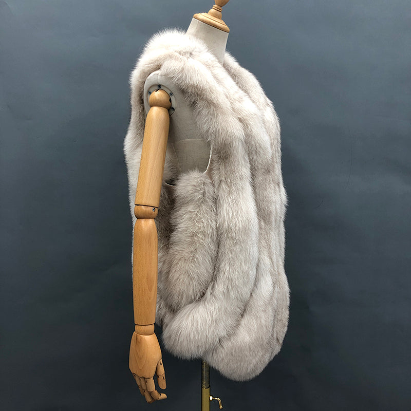 Fashionable Women's Winter Casual Style Fox Fur Vest - Janefur
