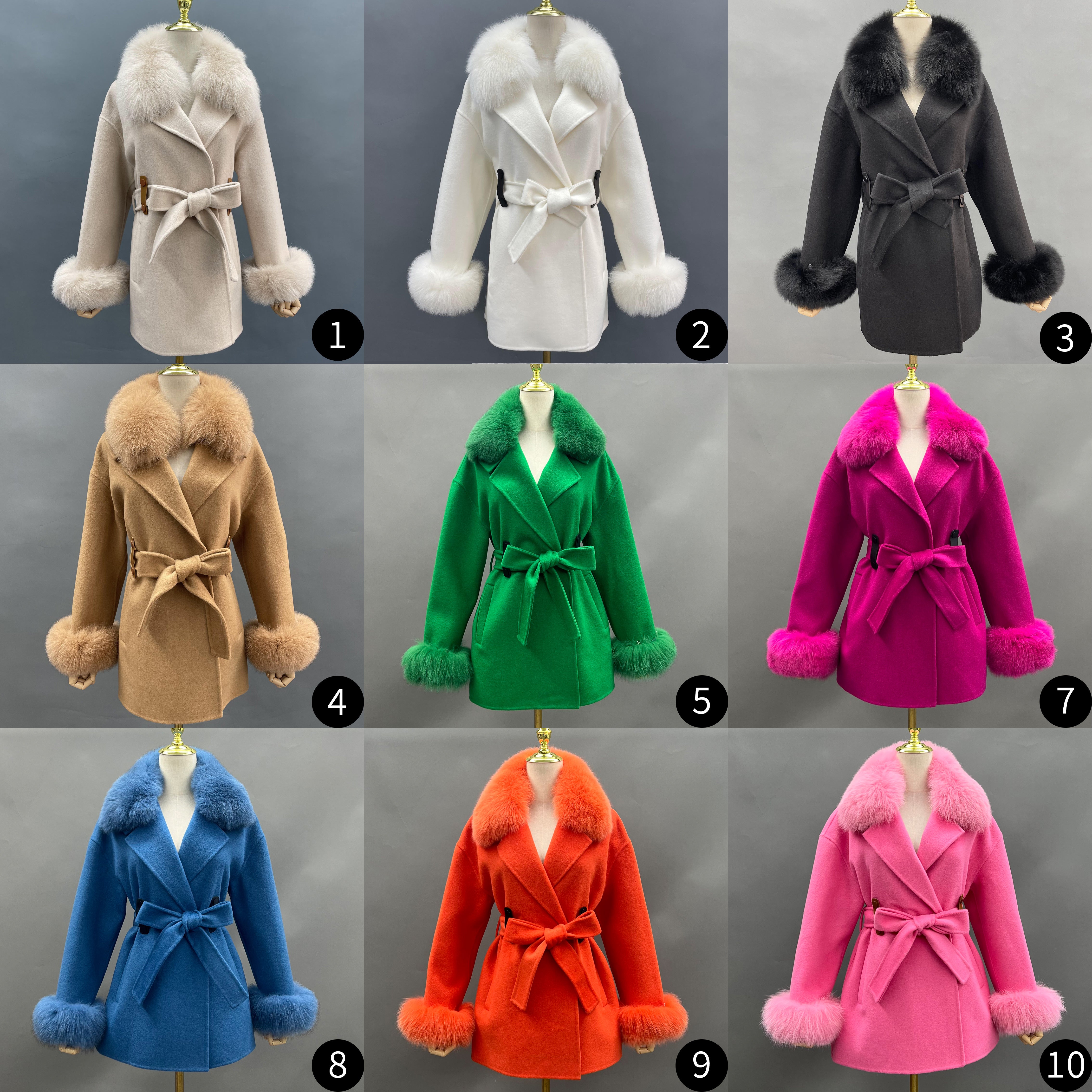 Trendy New Style Fox Fur Collar Short Cashmere Coat For Women