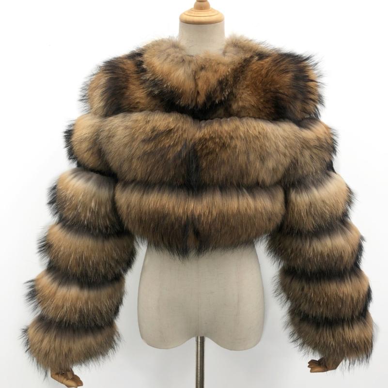 Luxury women's winter streetwear new fashion real raccoon fur coat - Janefur