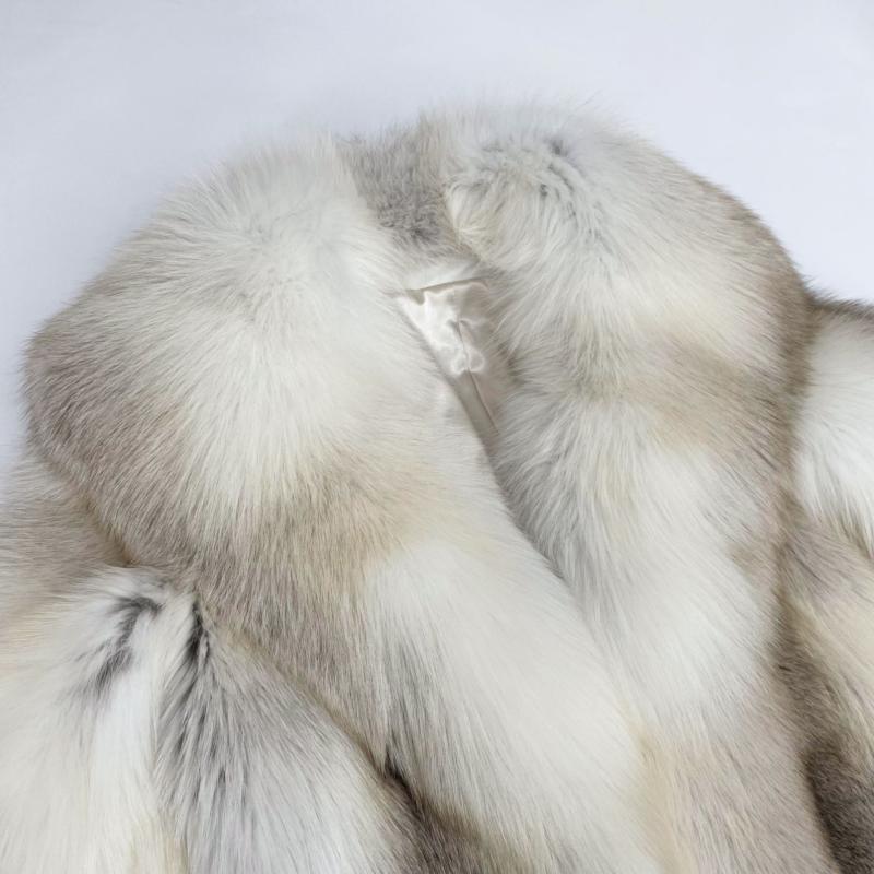 Coat With A Shawl Collar Made Of Whole Golden Island Fox Fur - Janefur