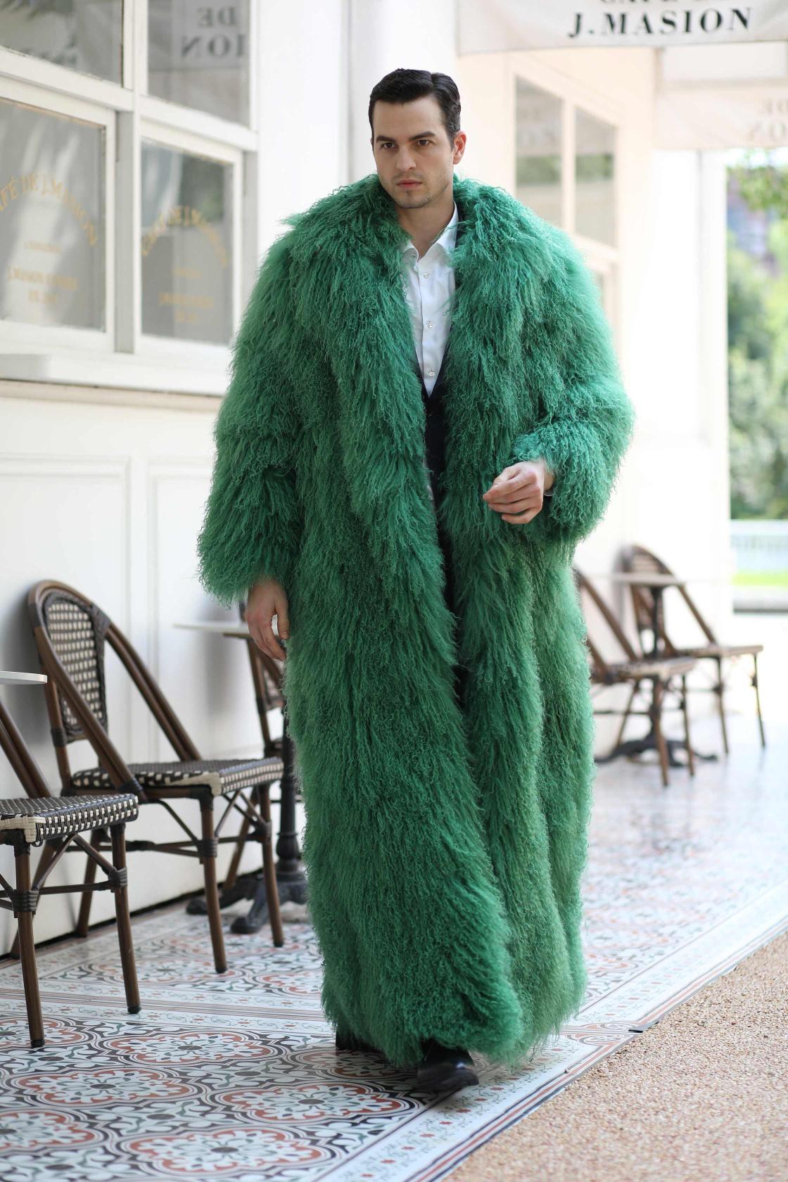 Men's Long Beach Wool Winter Coat - Janefur