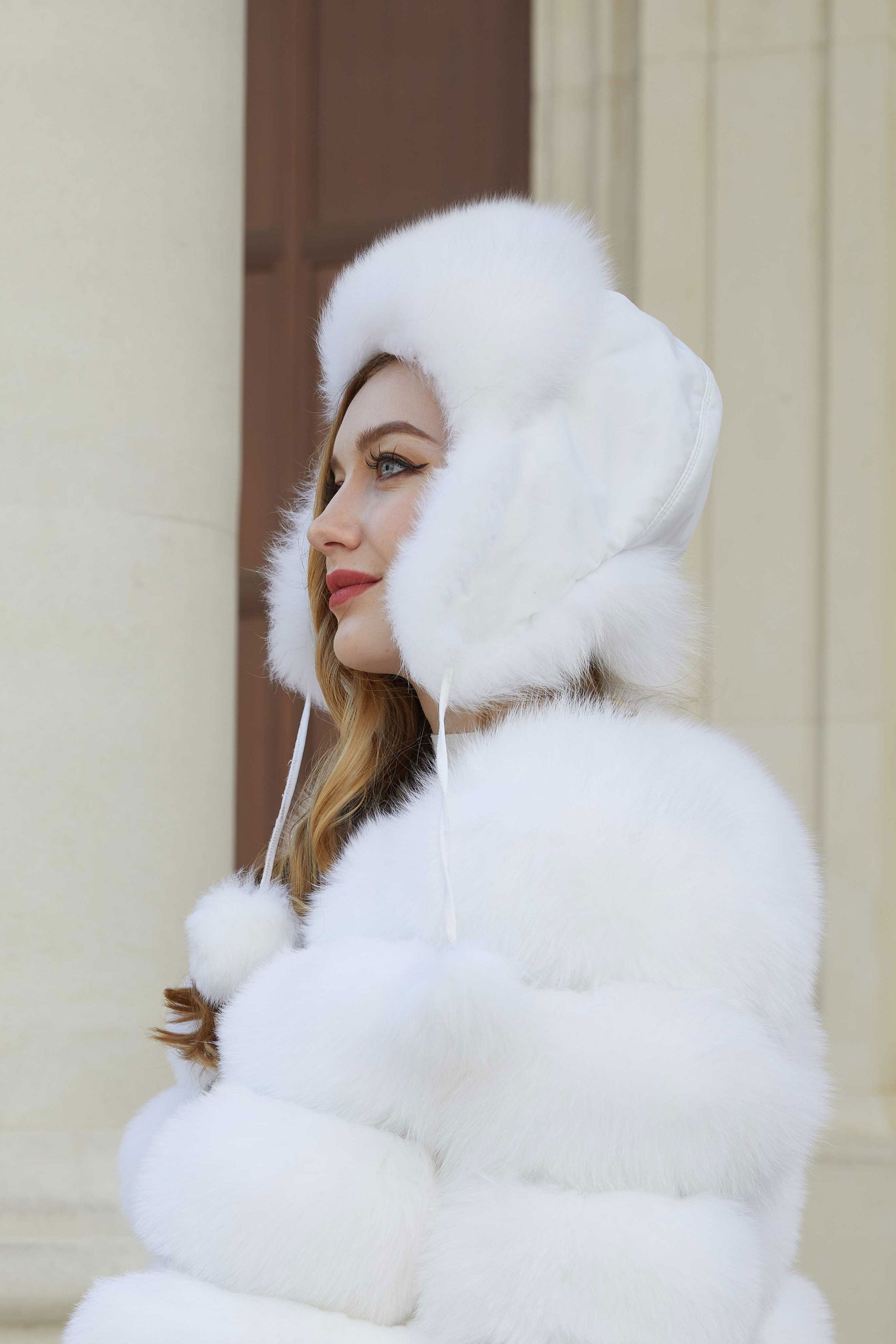Women Natural Fur Hats Winter Thick Warm Ears Bomber Hat Lady Fur Cap - Janefur