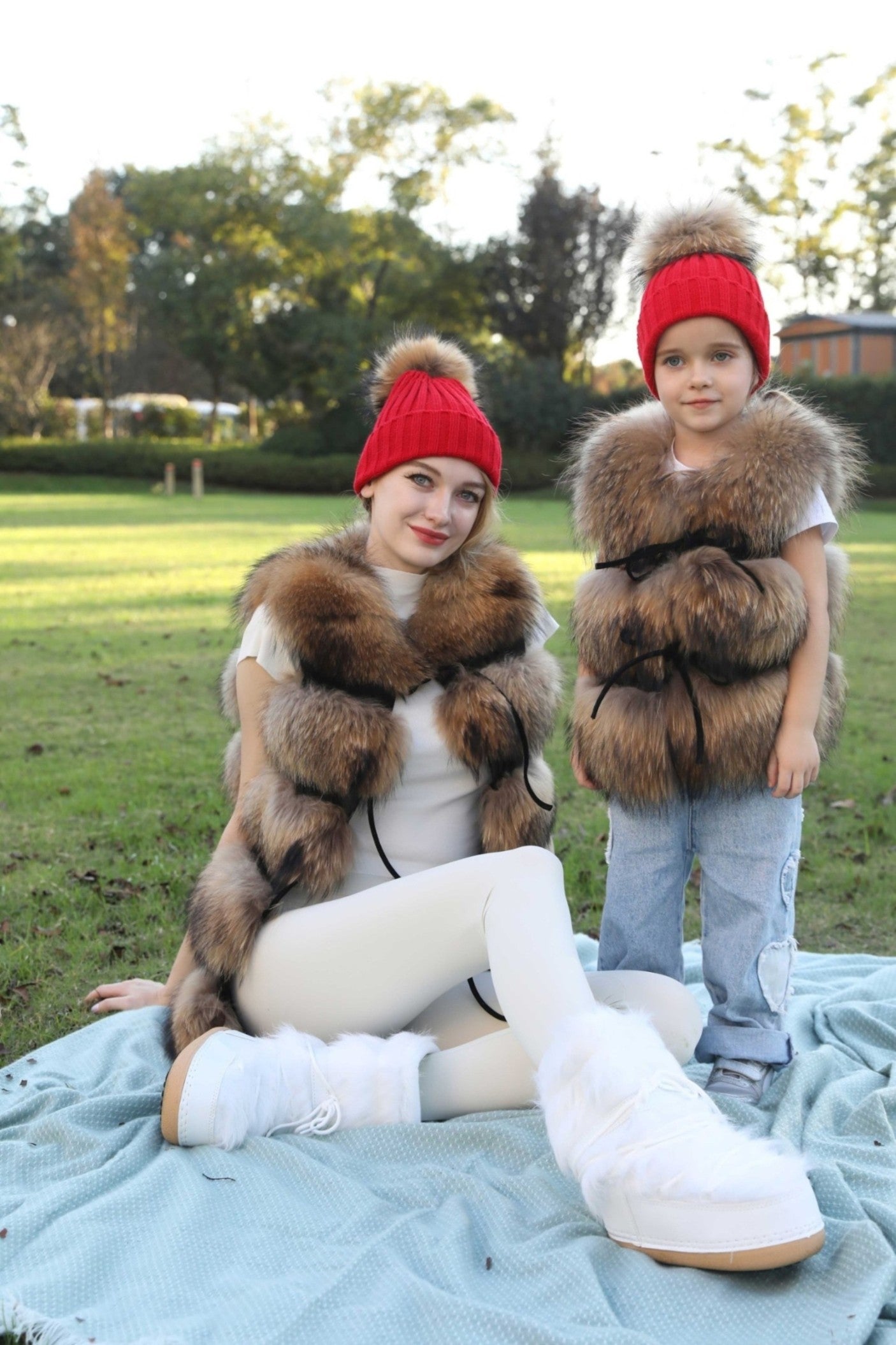 New Fall And Winter Striped With Fur Pom Pom Acrylic Hat - Janefur