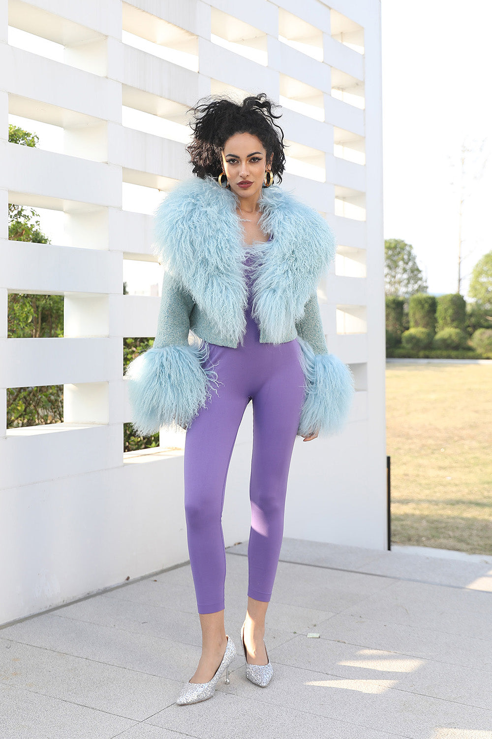 Womens Charming Ultra-short Mongolian Lamb Fur Coat Fashion Outerwear Fur Jacket - Janefur