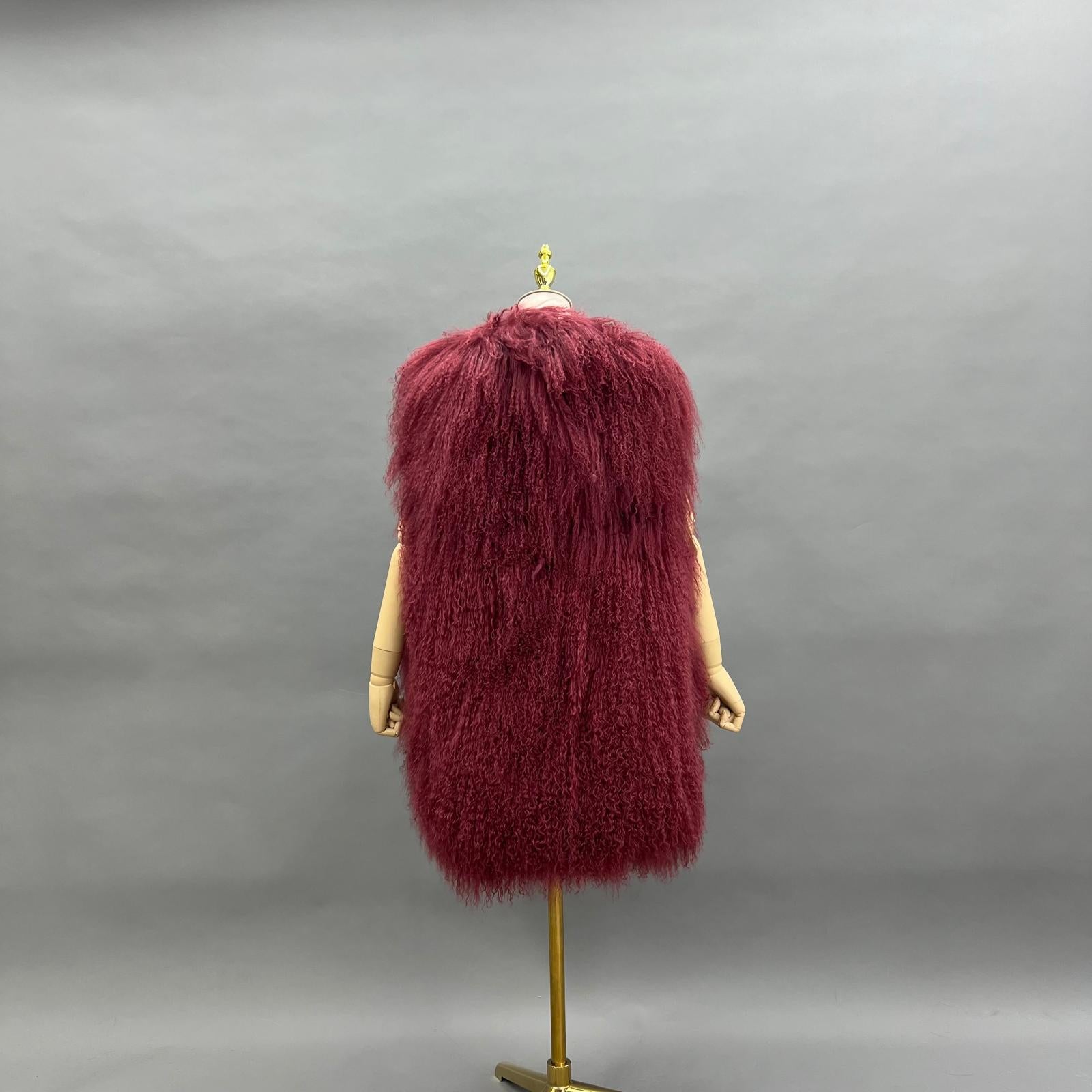 Women's Stylish Reversible Mongolian Lamb Fur Vest Long Vest Outerwear - Janefur