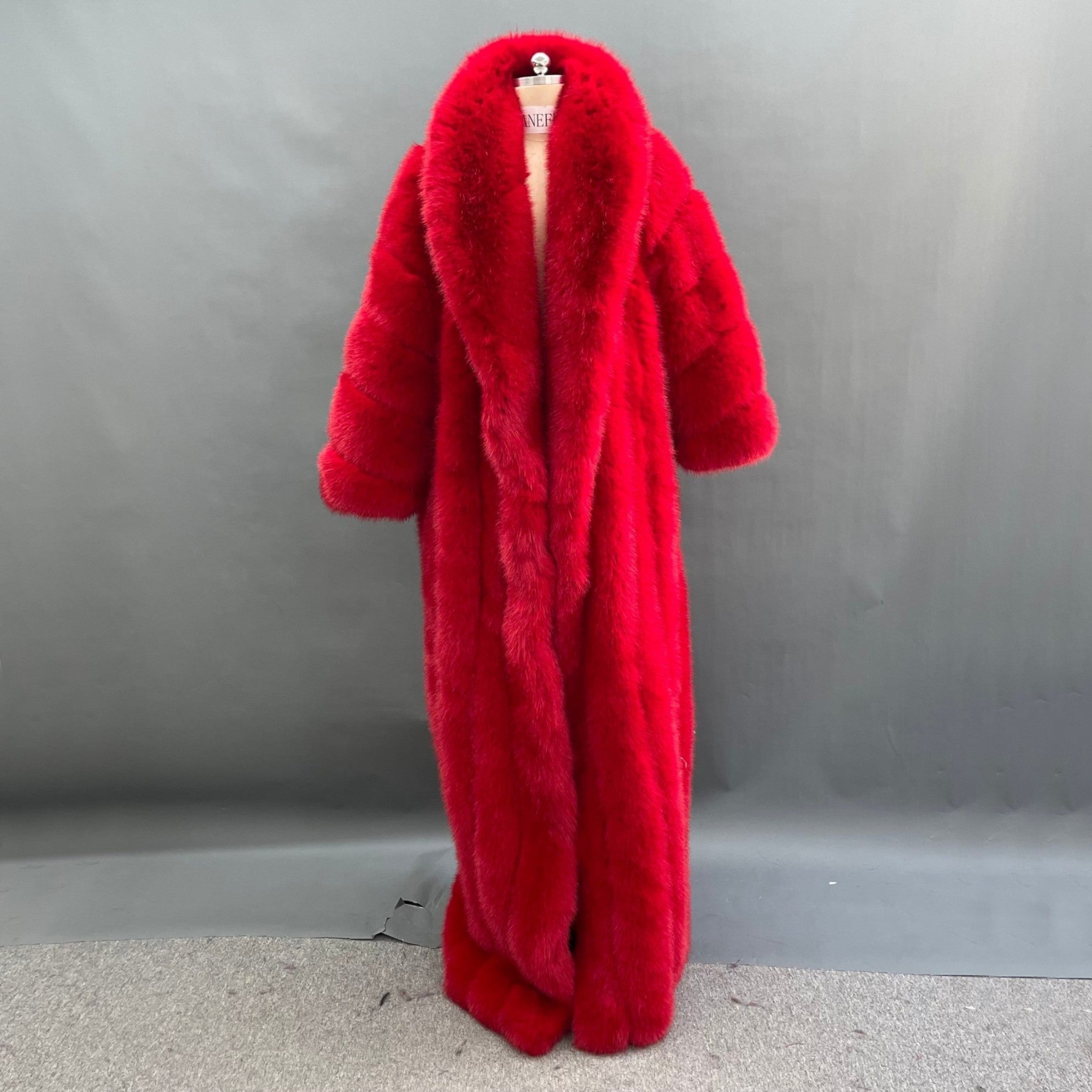 Women's Fox Eco Fur Faux Fur Extra Long Coat - Janefur